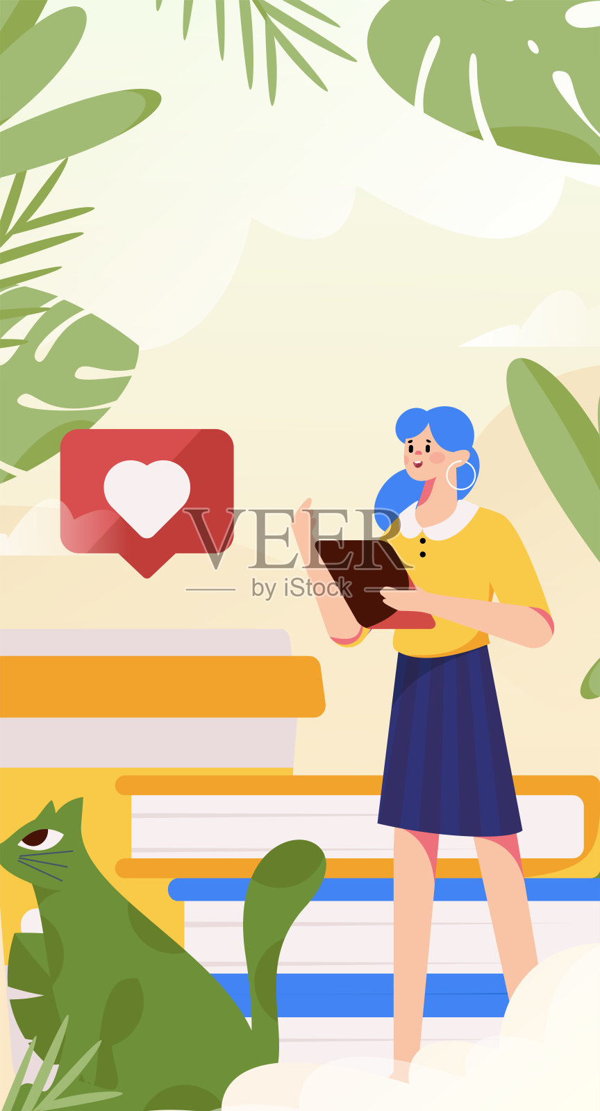 文字阅读静静地矢量概念操作手绘插图插画图片素材