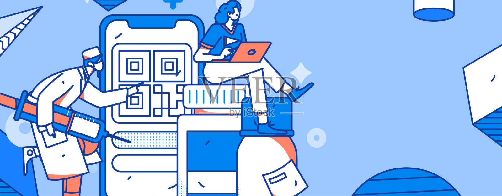 医学人物抗击疫情的平面矢量概念操作手绘插图插画图片素材