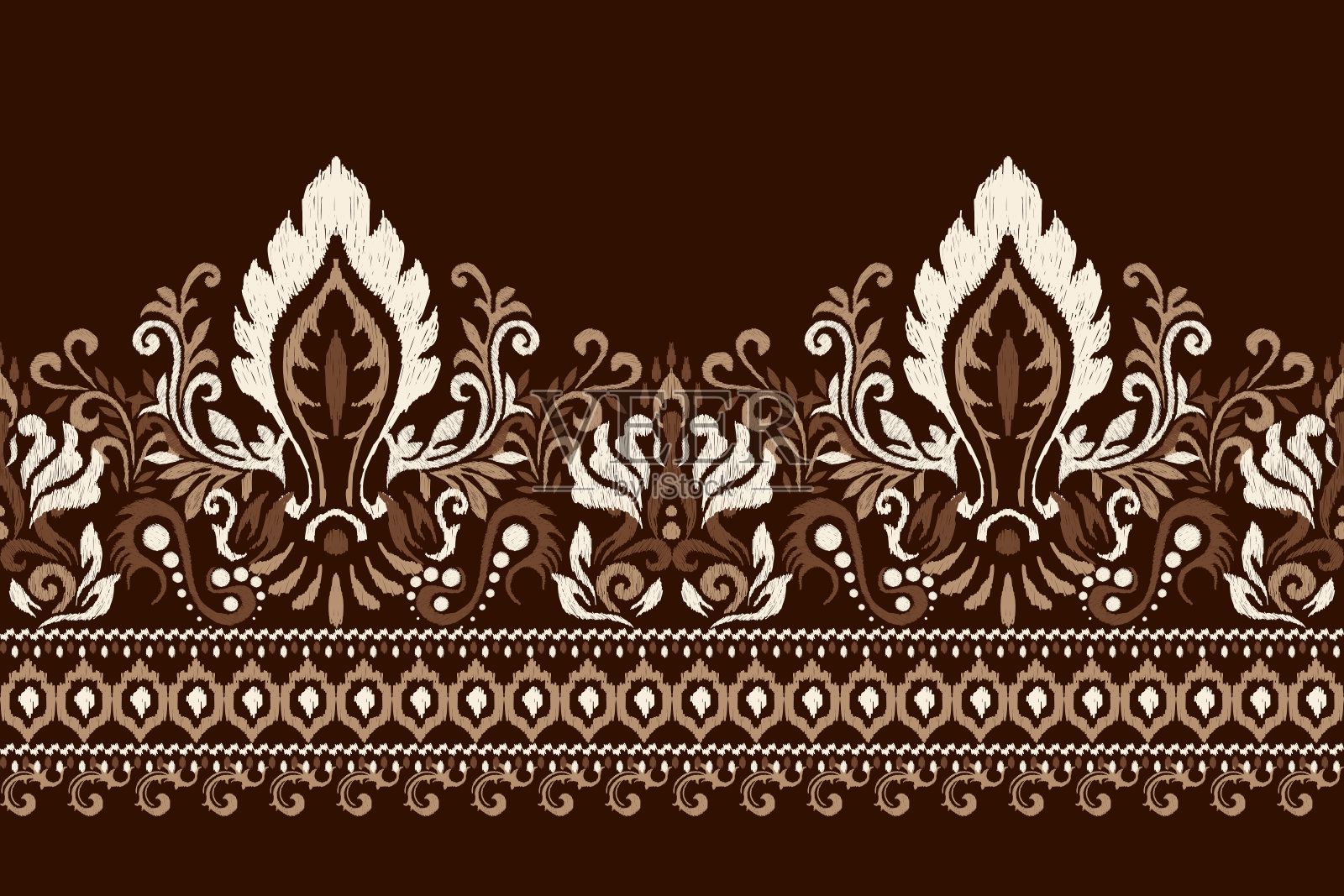 印度伊卡特花卉图案矢量插图插画图片素材