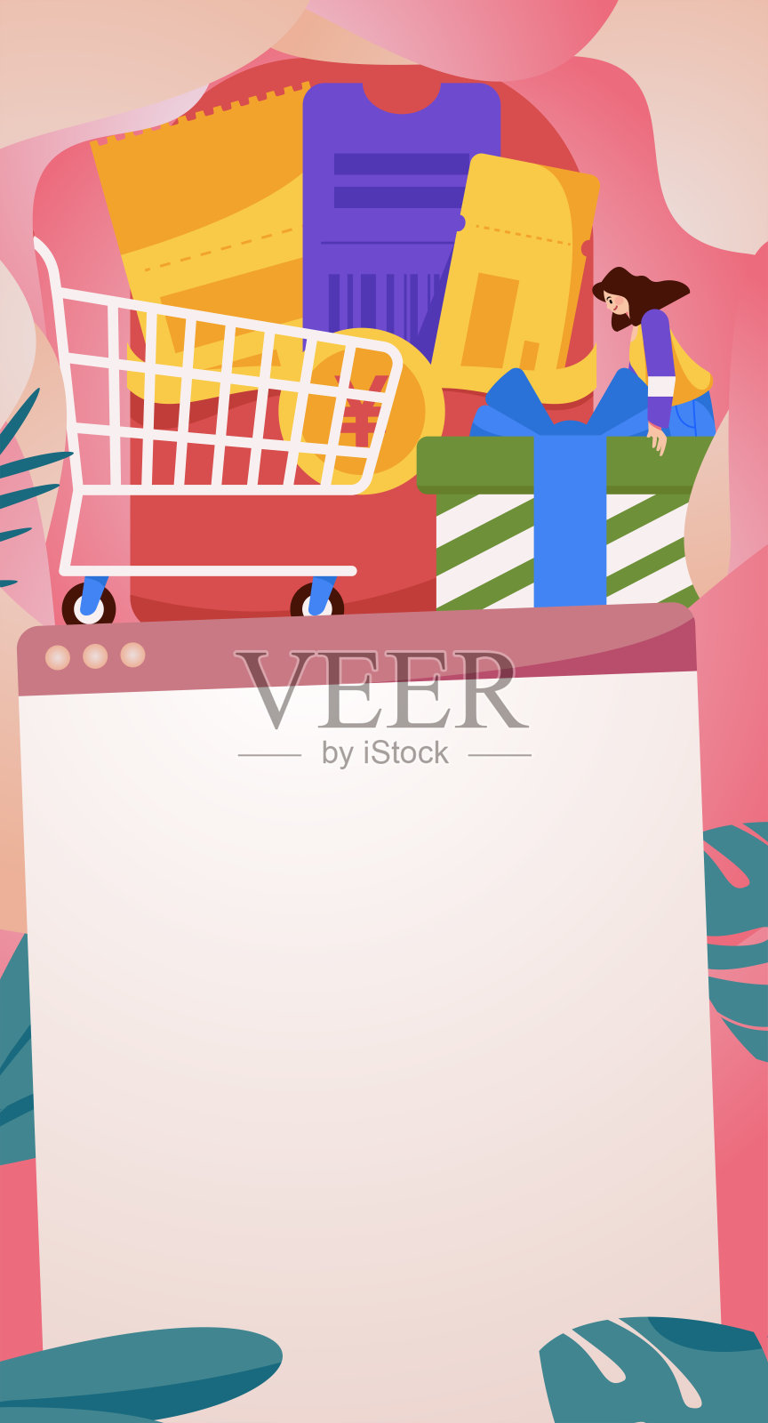 网上购物电子商务优惠券概念平面矢量概念操作手绘插画插画图片素材