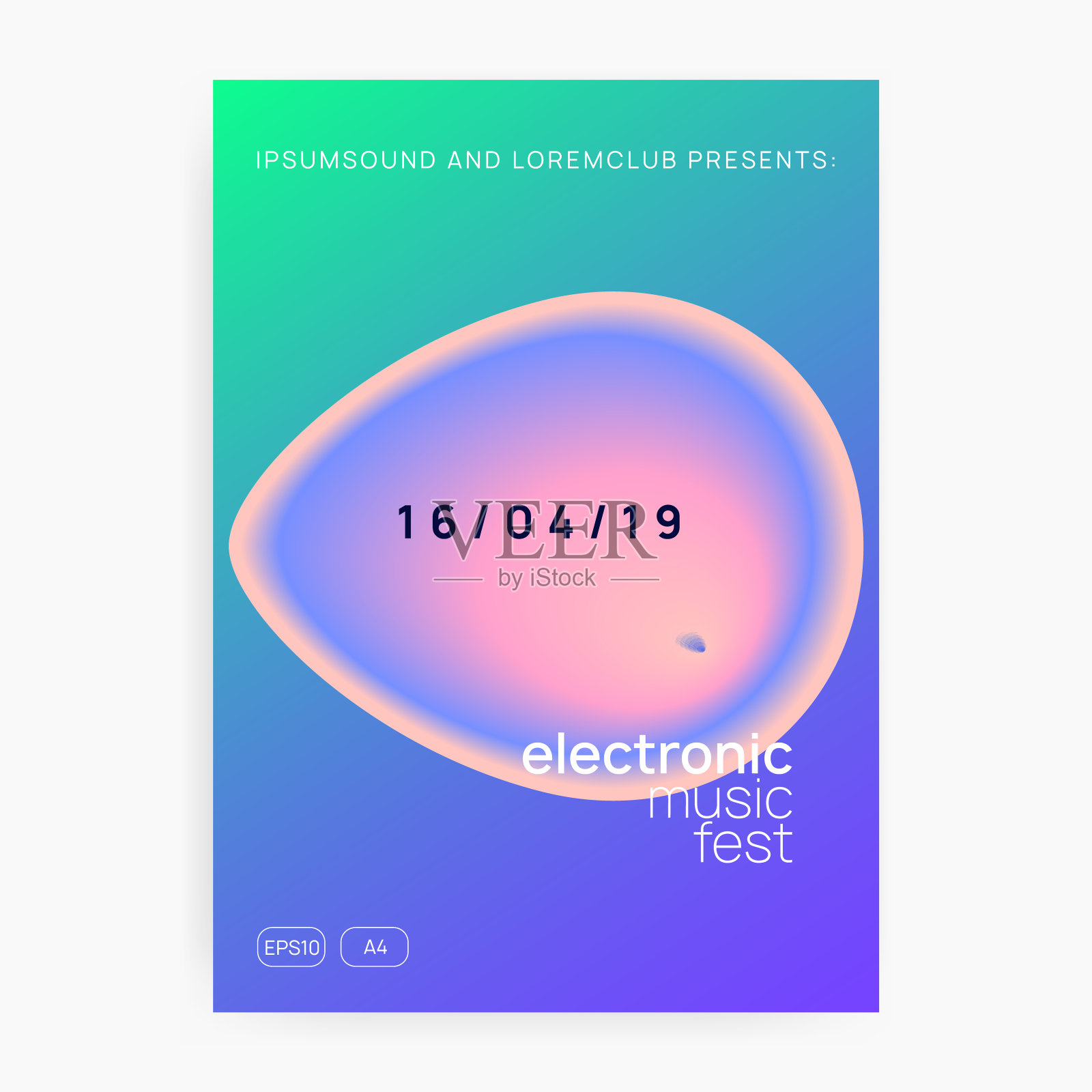 房子电影节。独立的Electro Flyer。最小的模式杂志布局。舞蹈和夜生活模板。明亮的艺术呈现。粉红蓝屋嘉年华插画图片素材