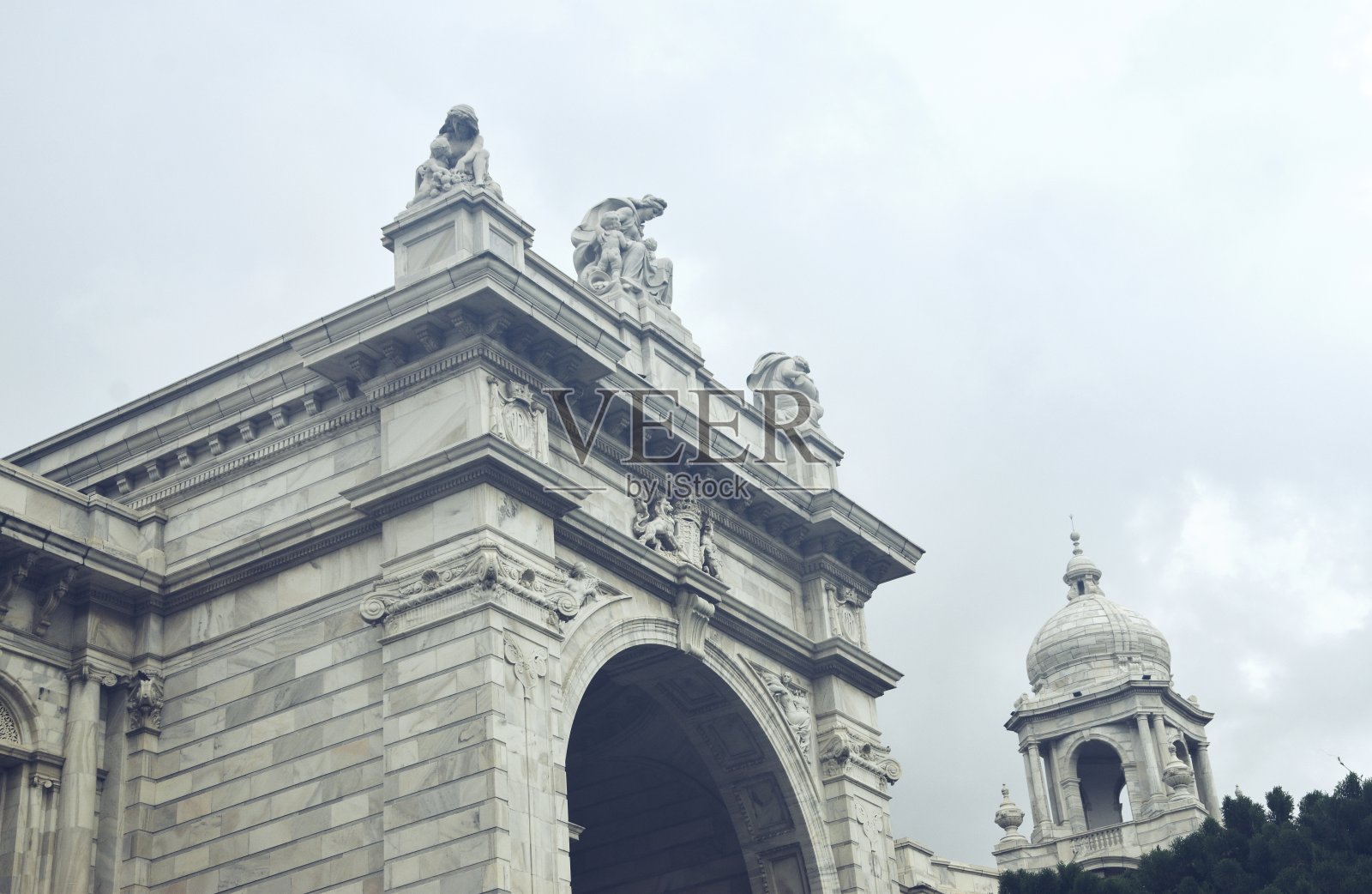 印度加尔各答，维多利亚纪念碑的外部部分照片摄影图片