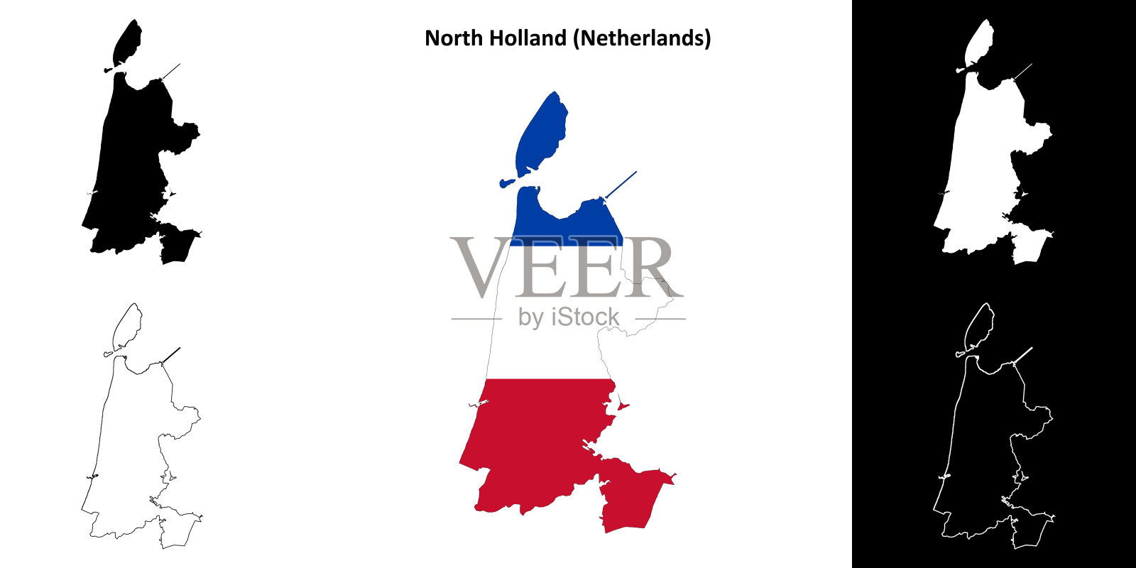 北荷兰轮廓地图套装插画图片素材