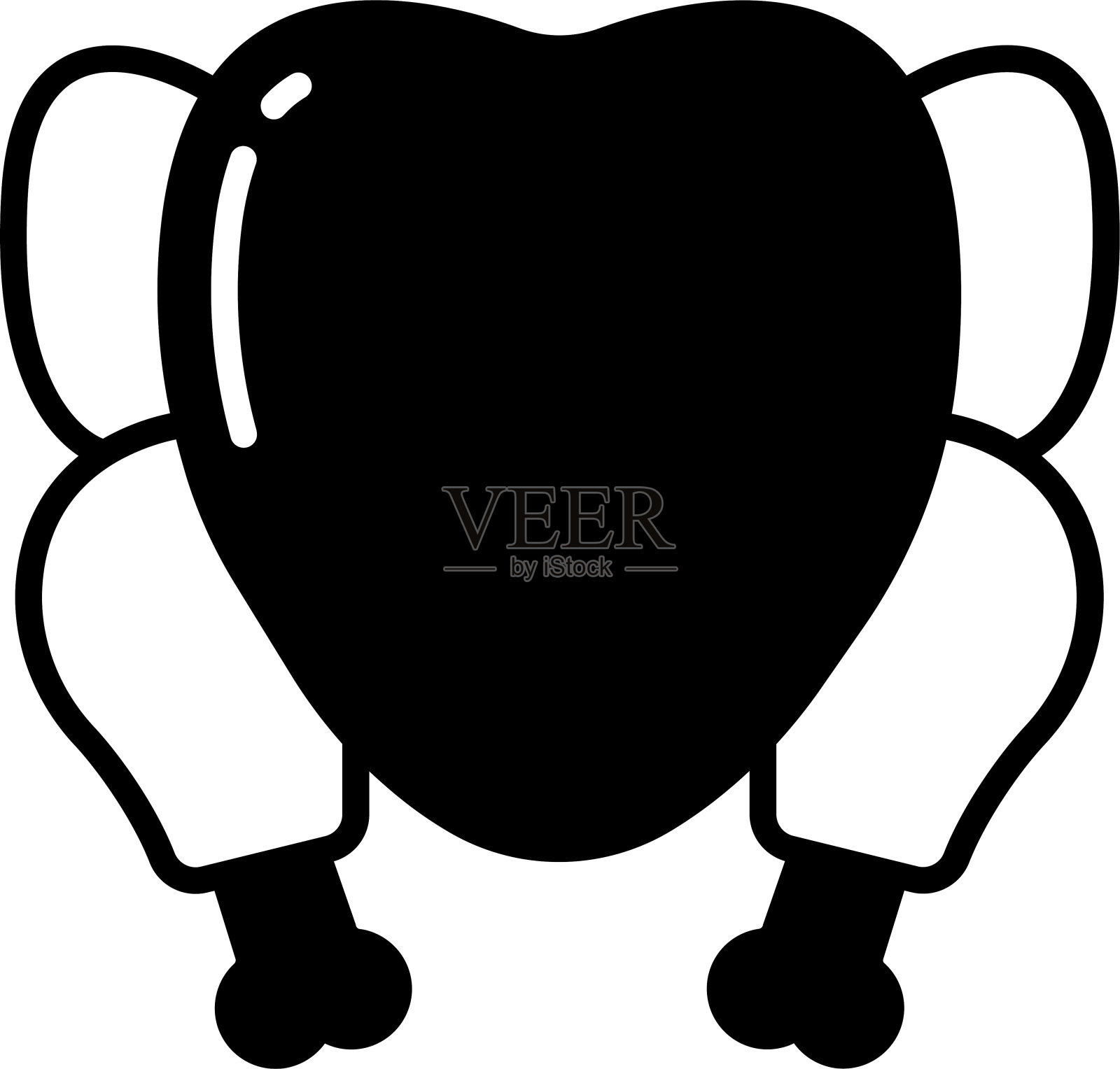 鸡肉字形和线矢量插图插画图片素材