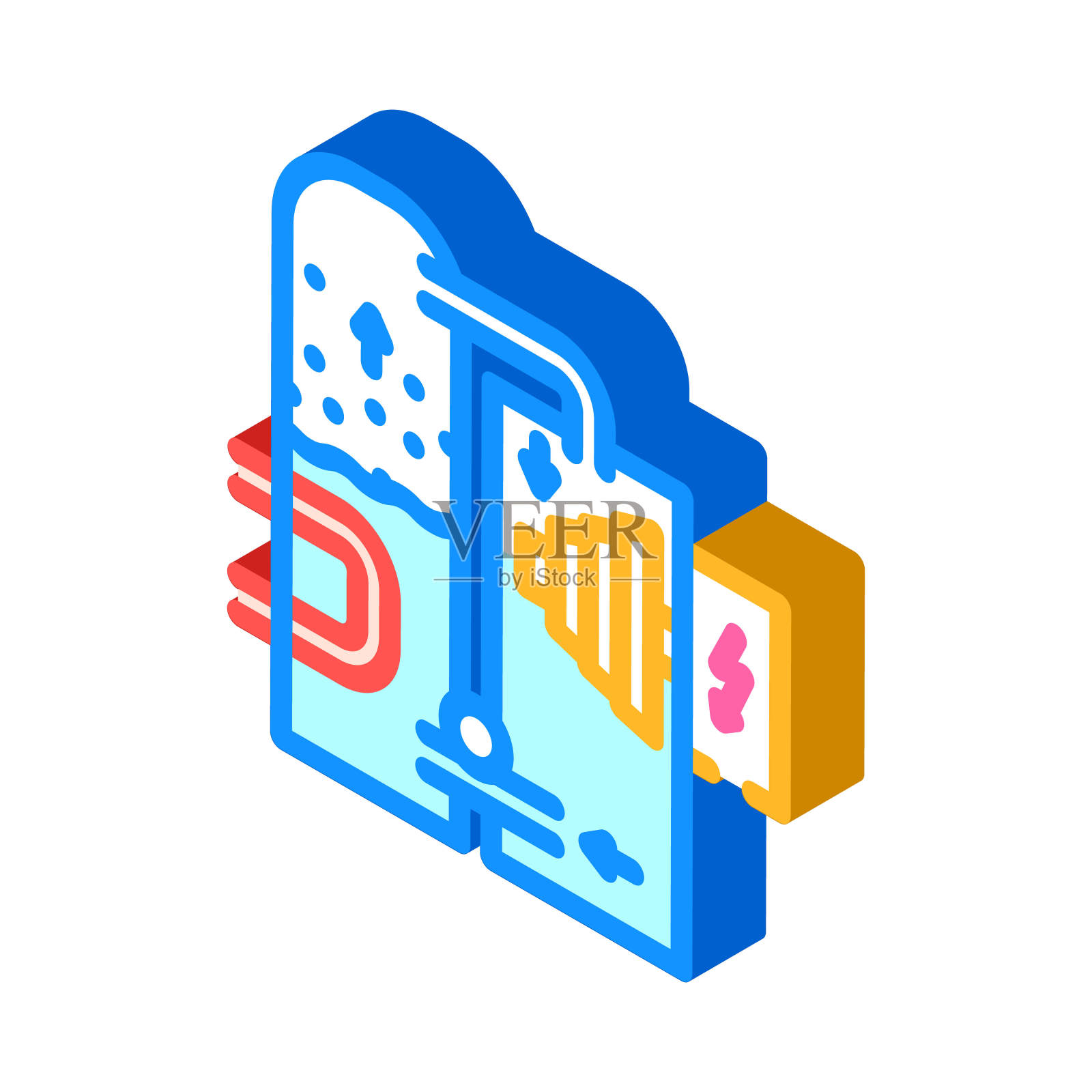 蒸汽发电核能等距图标矢量插图插画图片素材