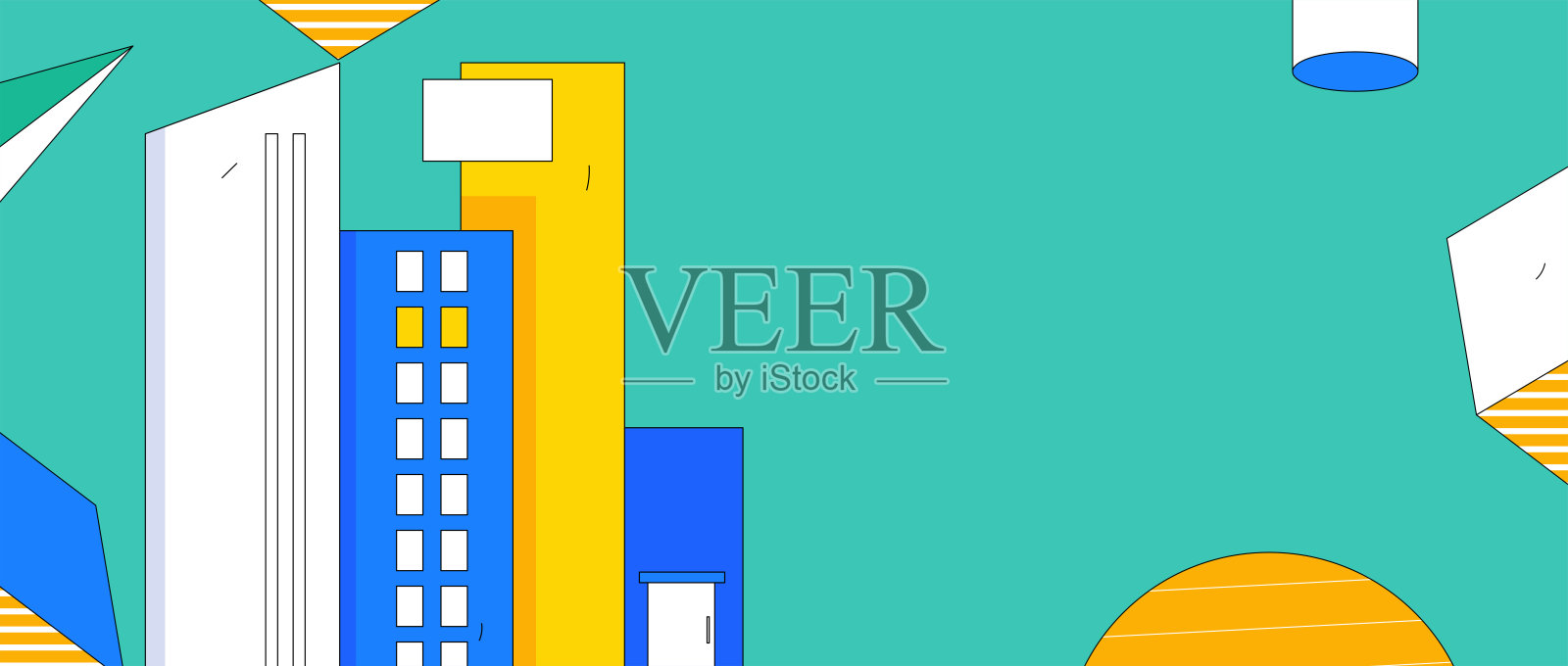 房屋建筑矢量概念操作手绘插图插画图片素材