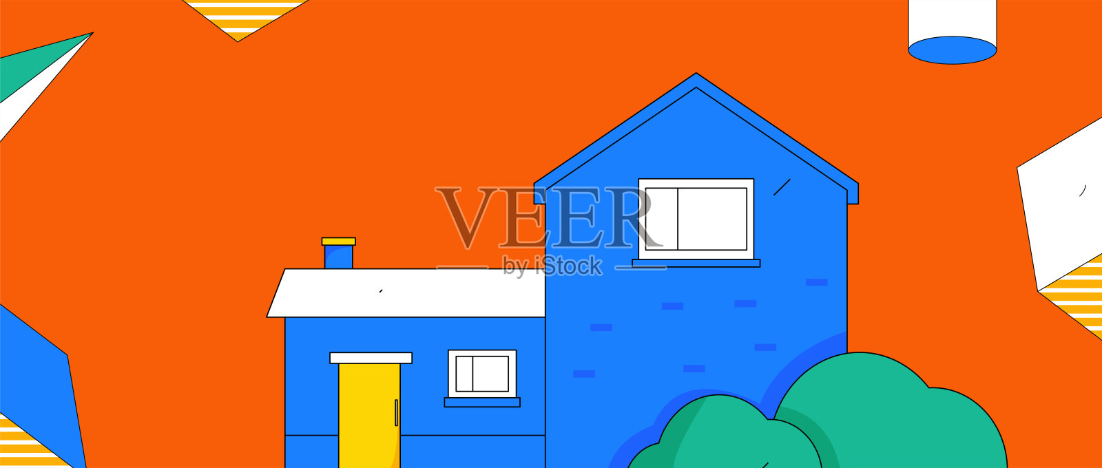 房屋建筑矢量概念操作手绘插图插画图片素材