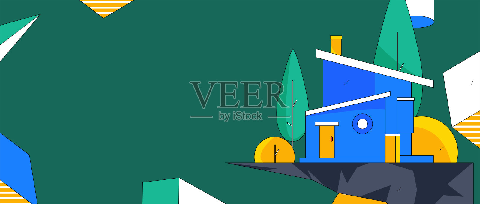 房屋建筑矢量概念操作手绘插图插画图片素材