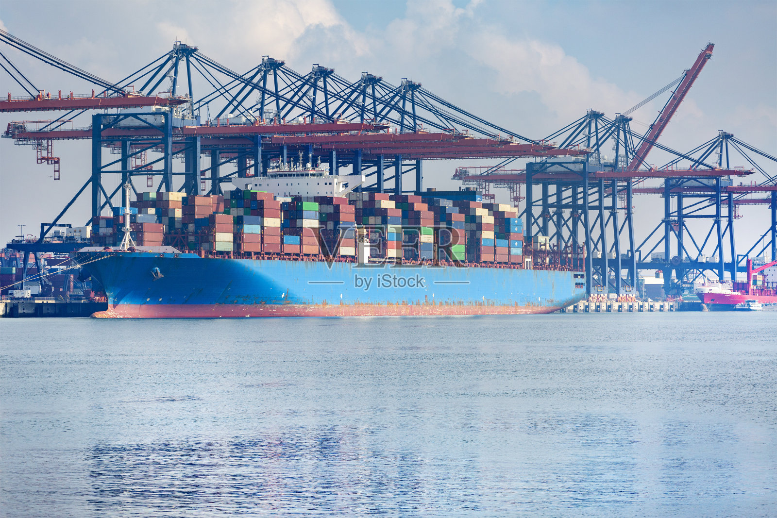 大型集装箱船-鹿特丹港-马斯夫莱克特照片摄影图片