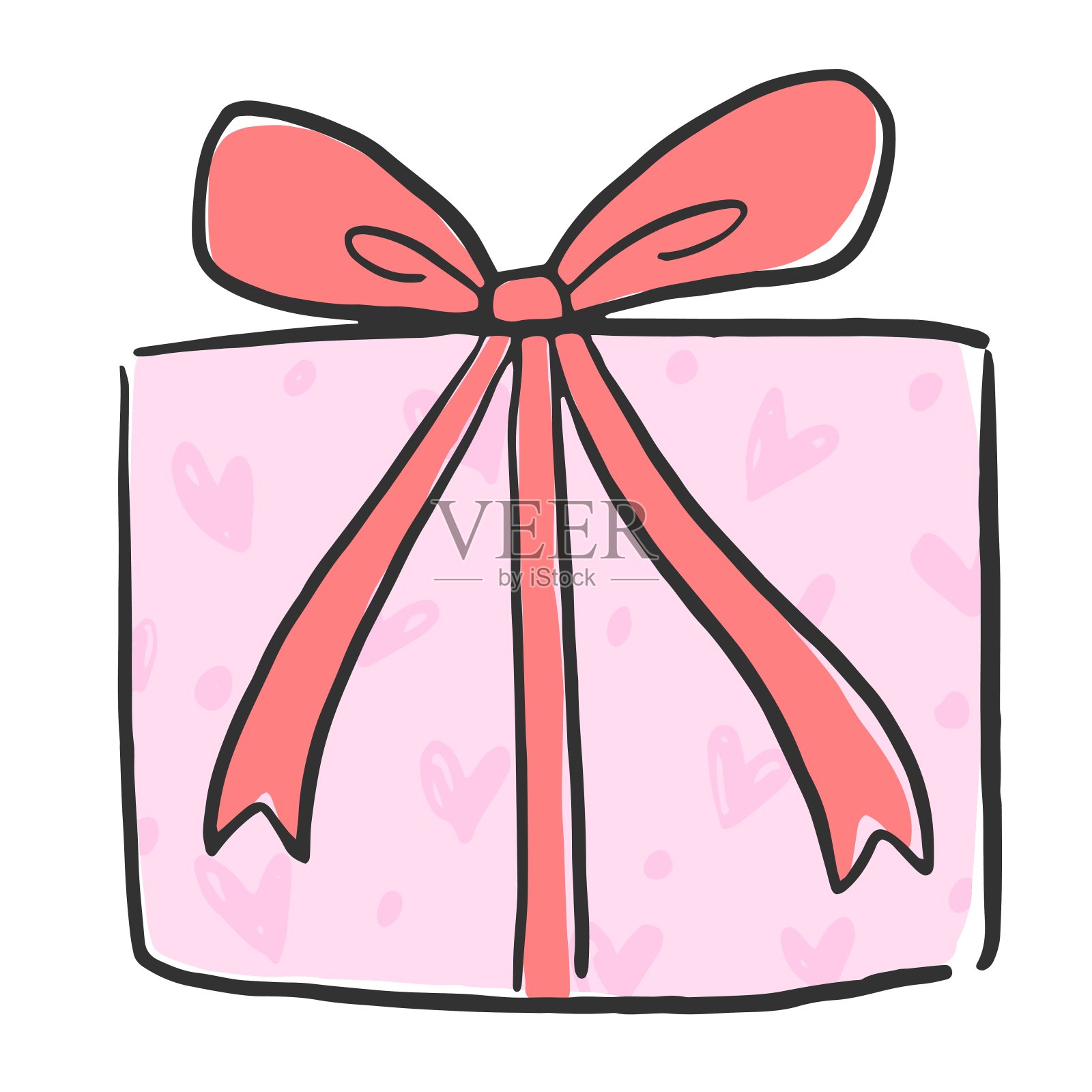 丝带礼物，礼盒，简单可爱的手绘插图插画图片素材
