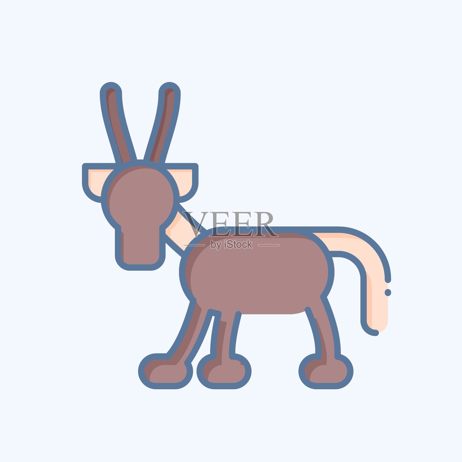 图标阿拉伯大羚羊。与卡塔尔有关的符号。涂鸦风格。简单的设计说明。插画图片素材