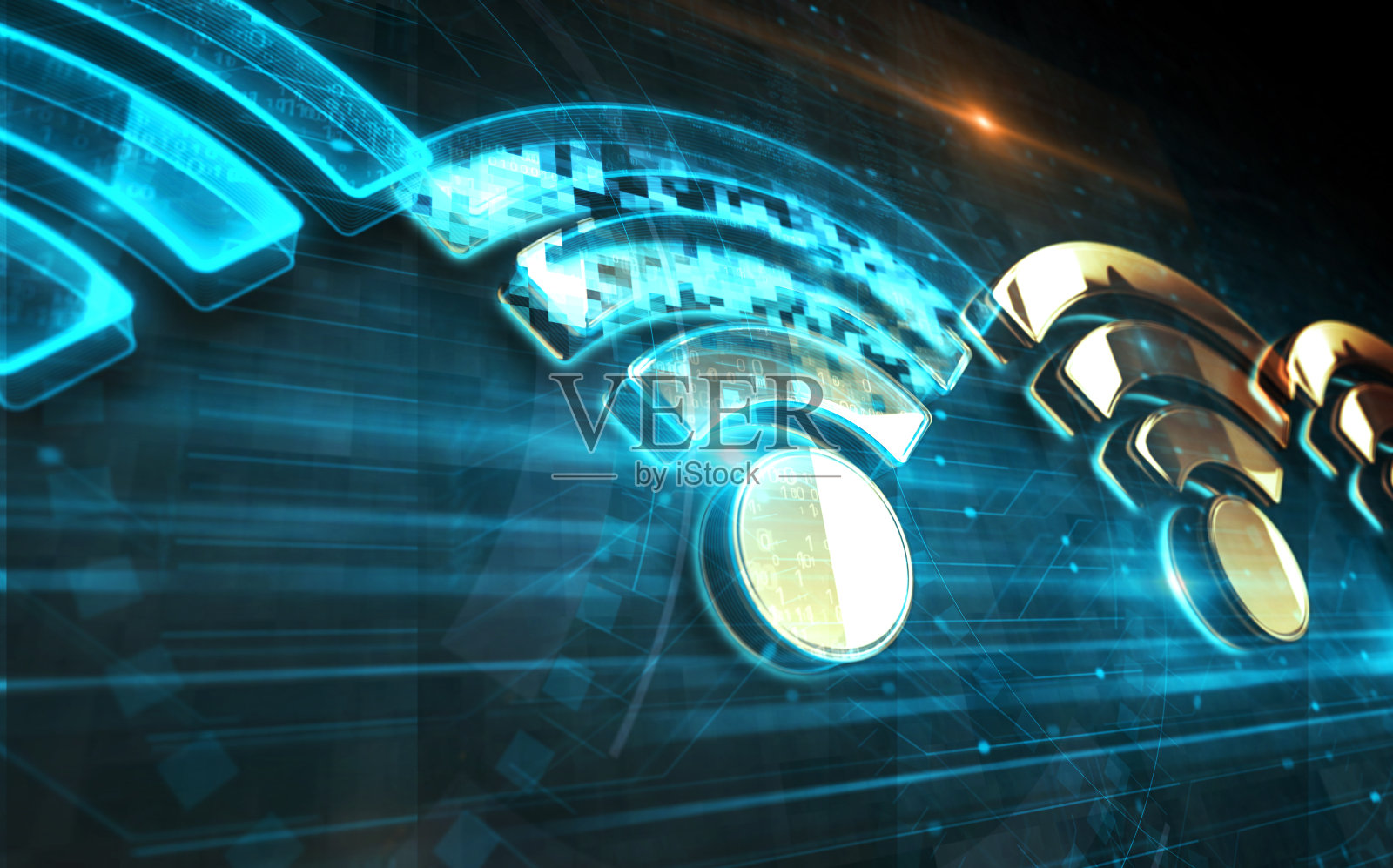 WiFi无线移动连接符号数字概念3d插图照片摄影图片