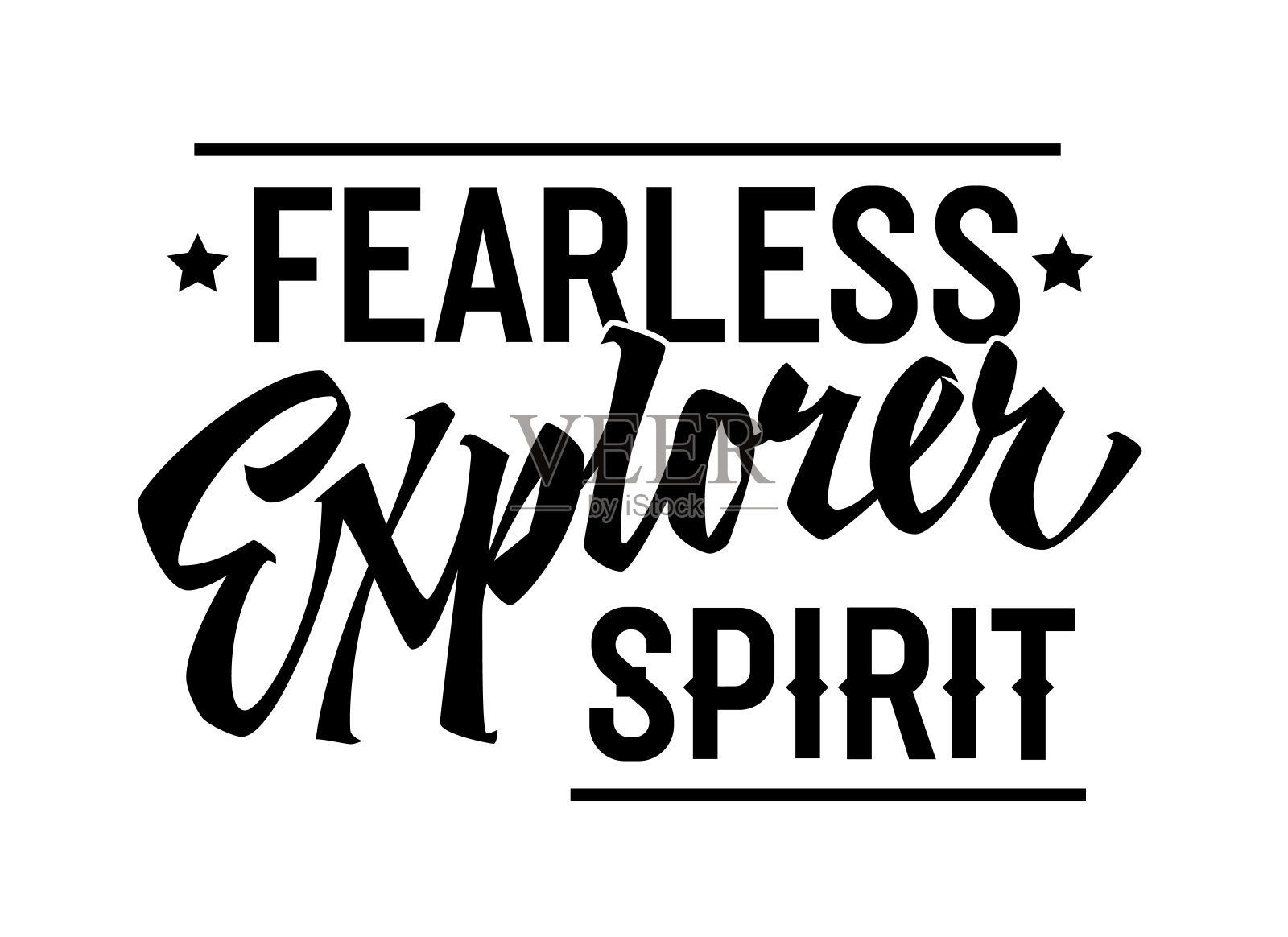 无畏的探险家精神，动感的字体设计。孤立的排版模板与粗体，迷人的脚本。体现了无畏的探索精神。理想的冒险主题项目插画图片素材