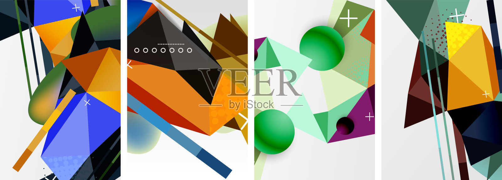 几何元素在抽象海报组成集。矢量插图壁纸，横幅，背景，卡片，书籍插图，登陆页插画图片素材