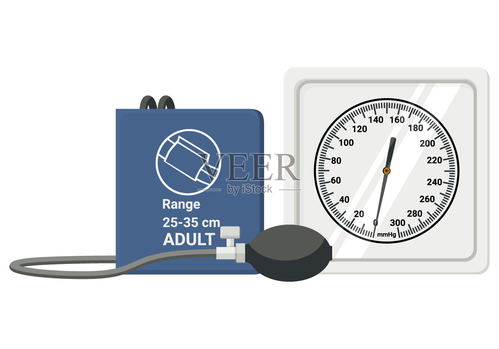 医疗设备，无流式血压计一种使用机械计测量血压的血压计。诊断。平面设计插画图片素材