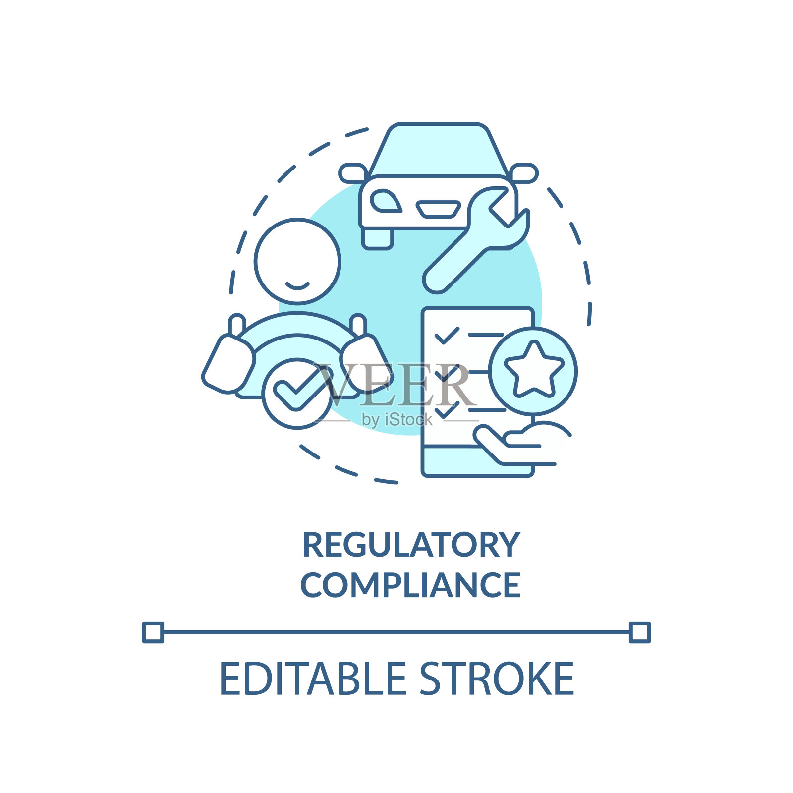 法规遵从软蓝色概念图标插画图片素材