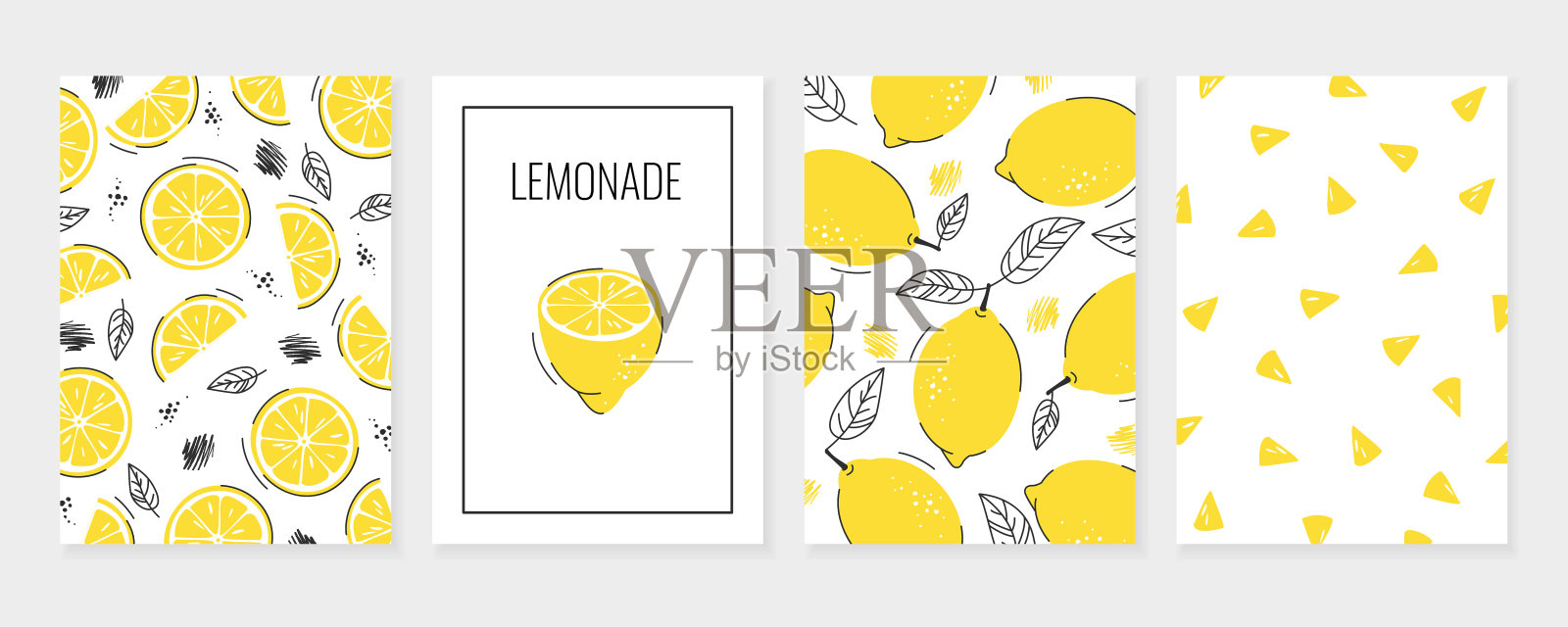 一套柠檬卡片插画图片素材