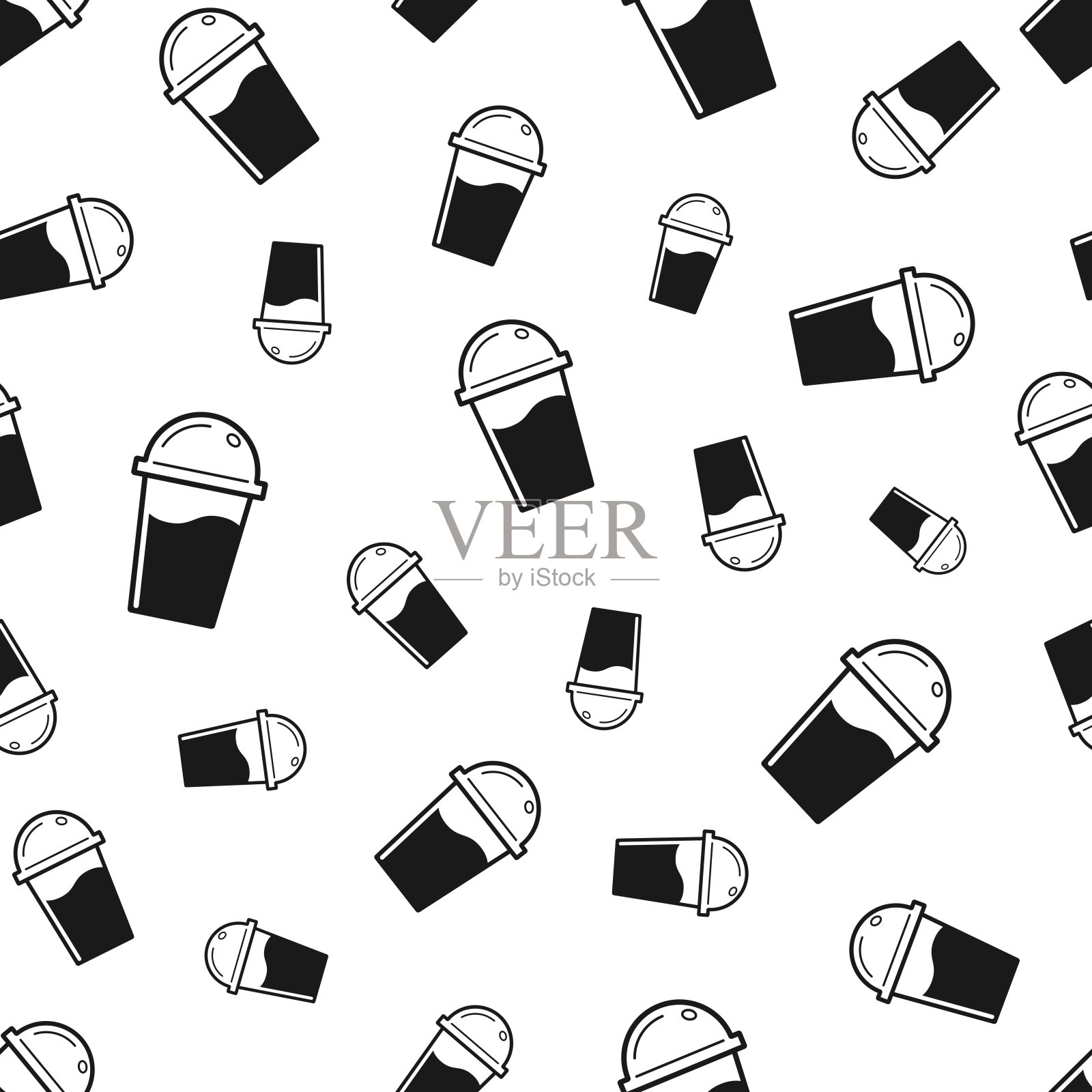 带圆顶的杯子。无缝模式。白色背景的图标插画图片素材