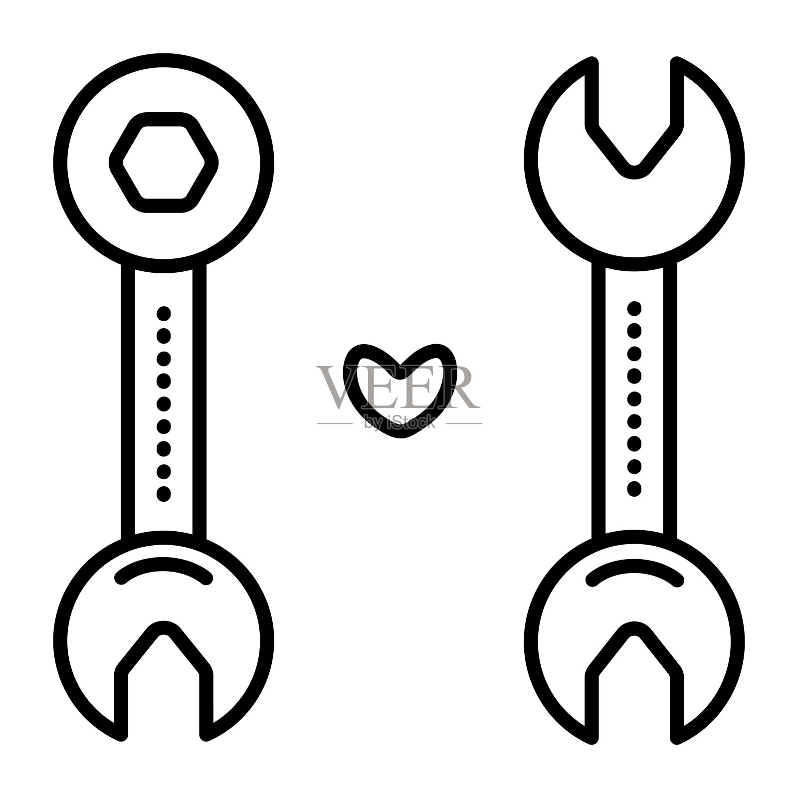 两个扳手黑线图标插画图片素材