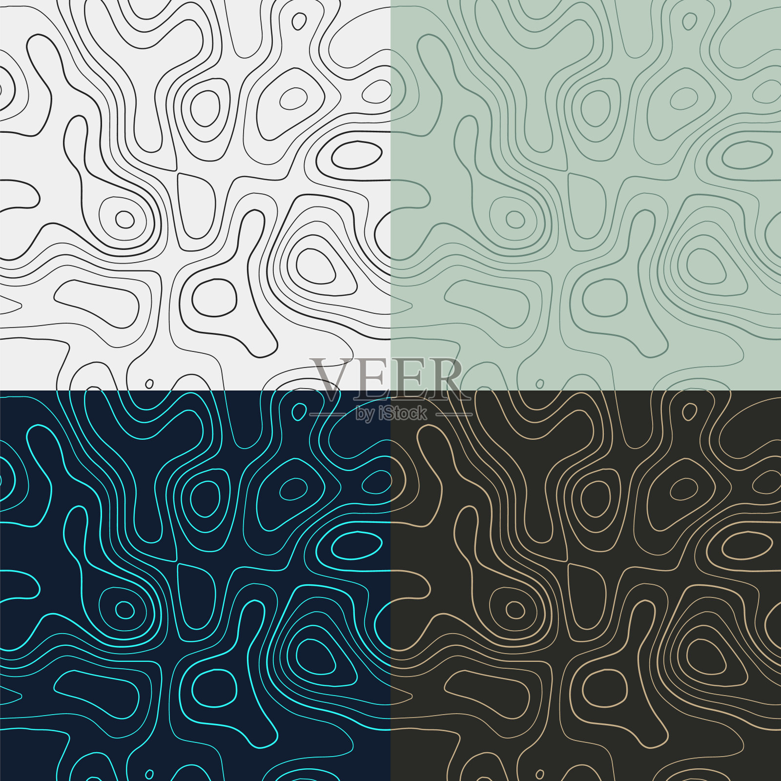 地形模式。无缝高程地图瓷砖。迷人的等值线背景。迷人的瓷砖图案。矢量插图。插画图片素材