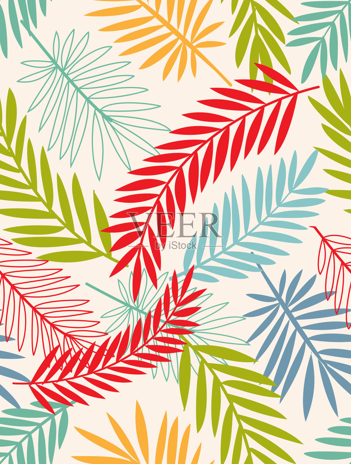 叶片无缝图案。插画图片素材