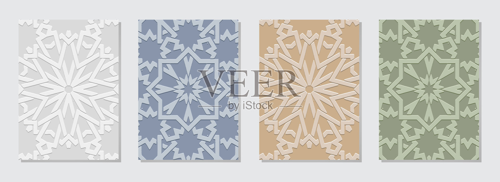 一套时尚的封面，垂直模板。浮雕，几何背景与民族3D图案的集合。装饰手工创意的东方，亚洲，印度，墨西哥，阿兹特克。插画图片素材