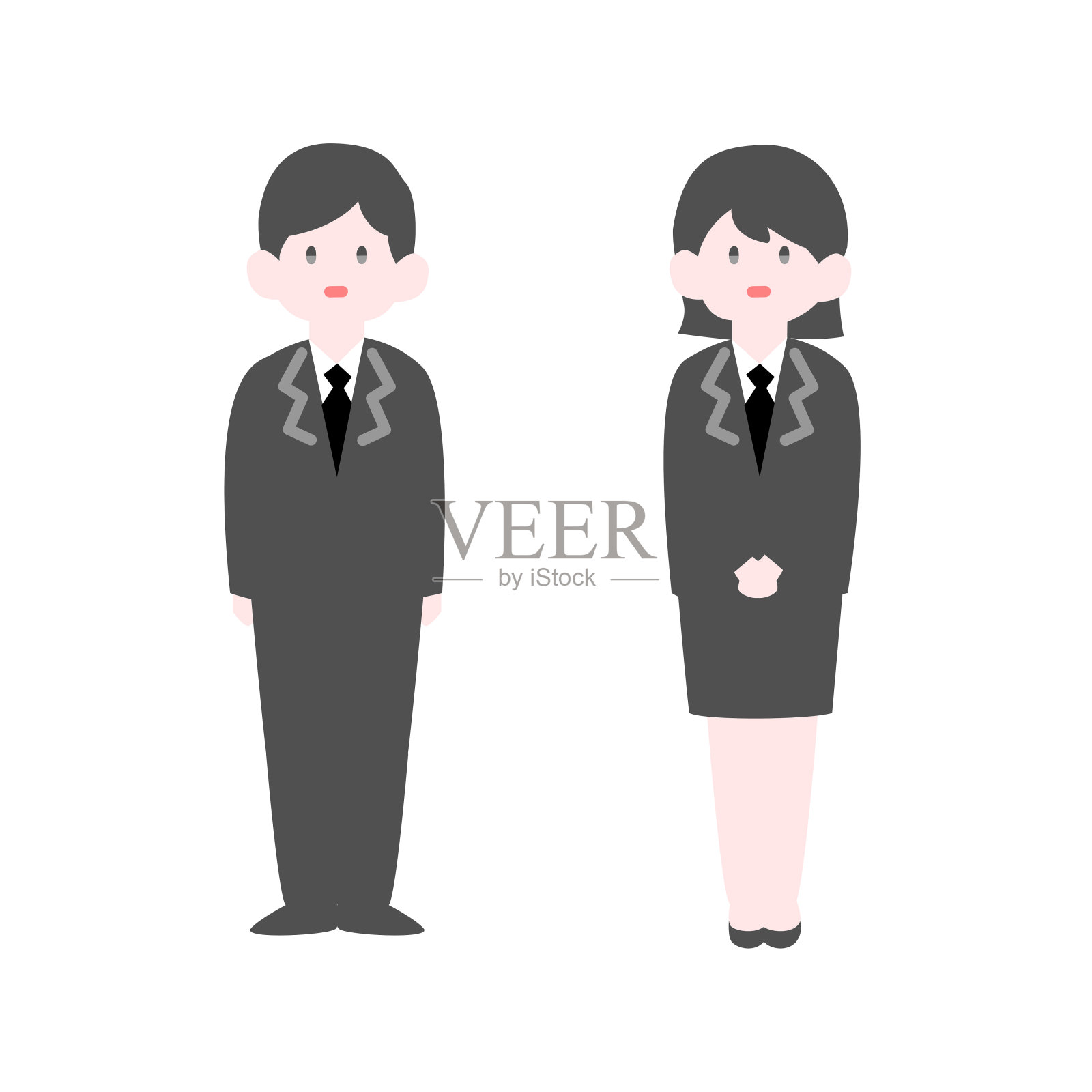 男女员工站着插画图片素材