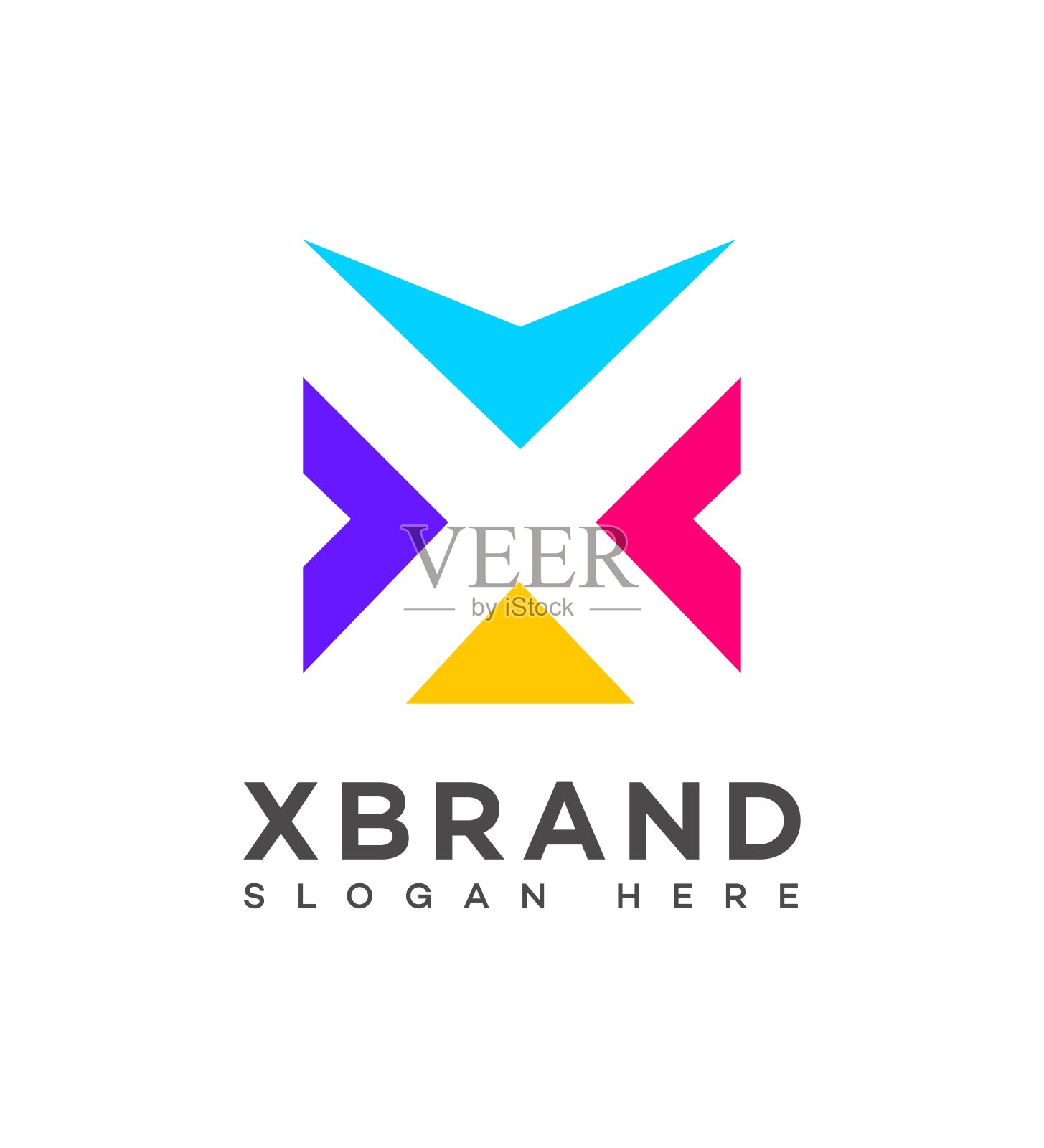 X字母图标品牌Logo标识，X字母符号模板插画图片素材