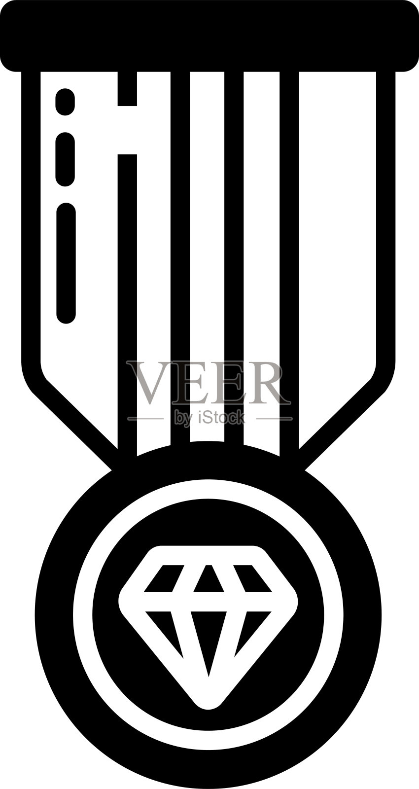 奖牌字形和线矢量插图插画图片素材