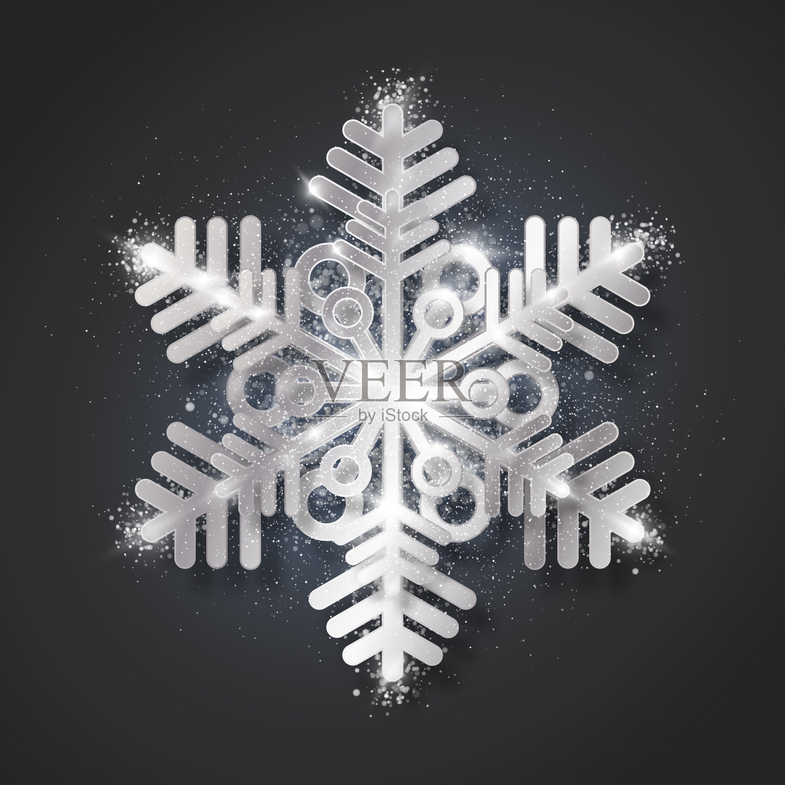 雪花与银色光泽纹理在黑暗的背景。插画图片素材