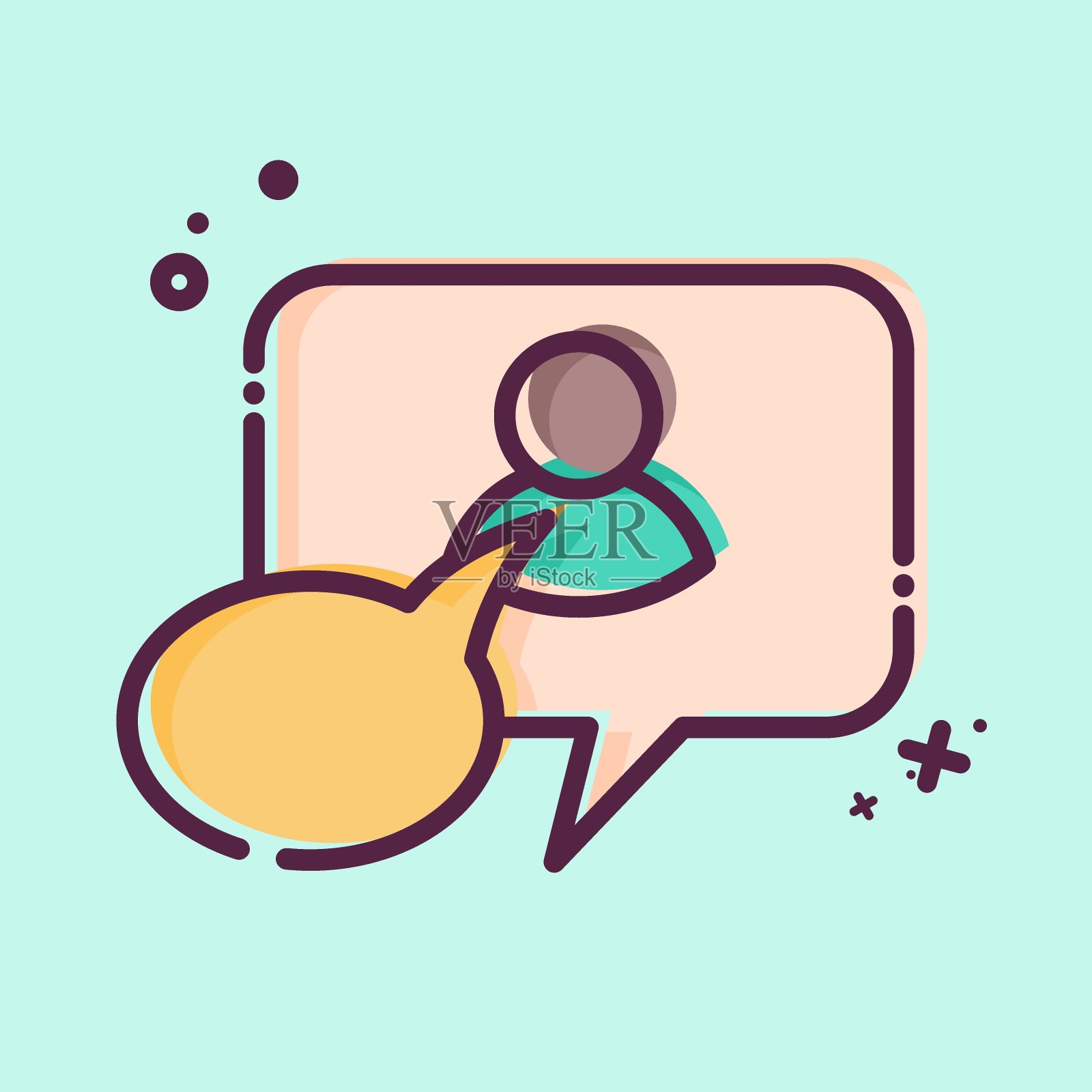 2. Icon Social与社交网络符号相关。MBE风格。简单的设计说明插画图片素材