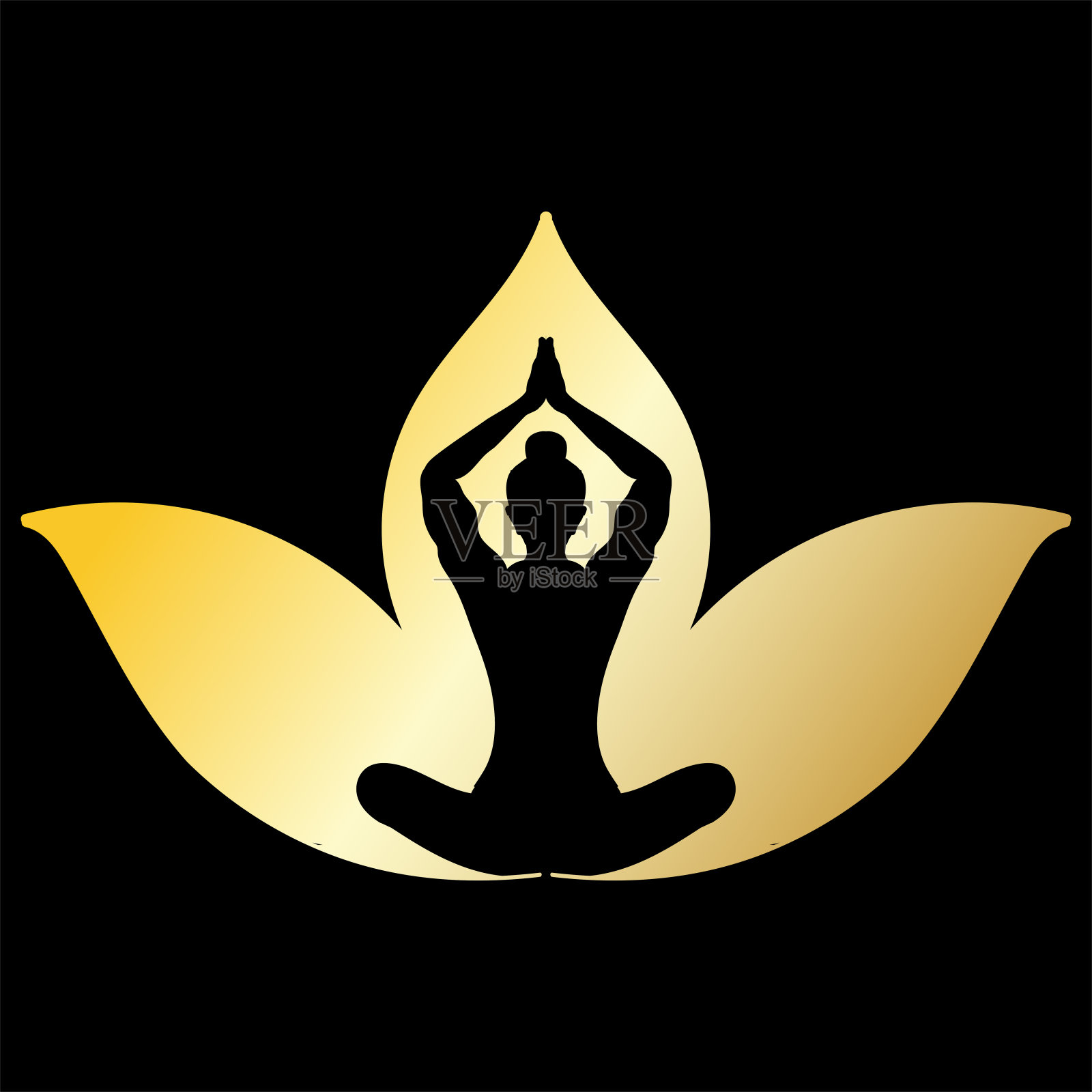 优雅奢华金莲瑜伽冥想设计插画图片素材