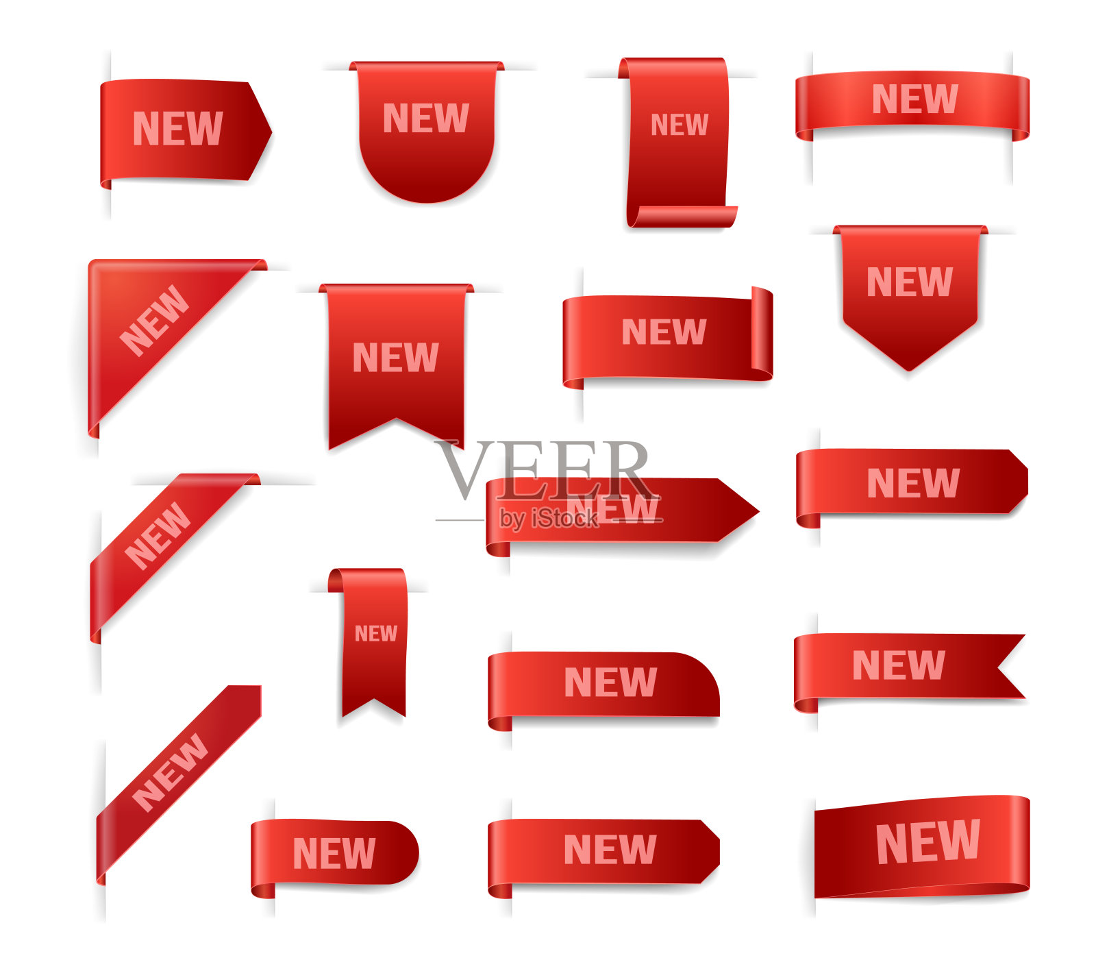 销售横幅角现实，折扣信息，少数文字标志。矢量插图销售横幅，商店信息的折扣，溢价广告贴纸，红丝带标签插画图片素材