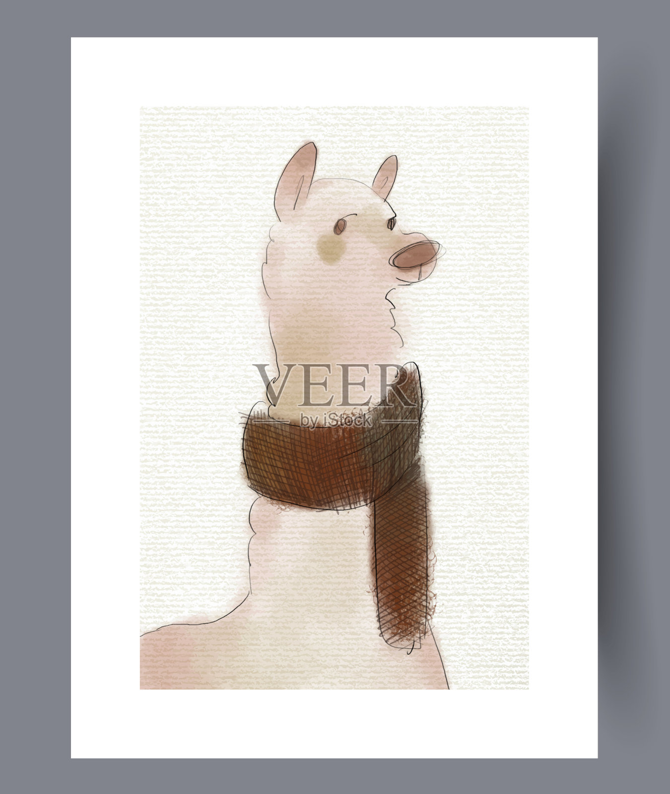 动物喇嘛粉彩动物群墙艺术印刷插画图片素材