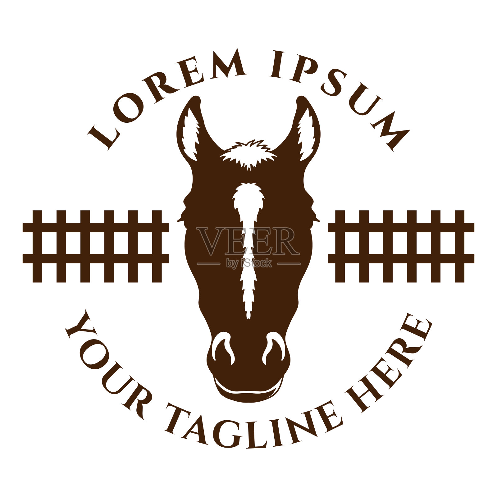 复古复古马与栅栏稳定马厩农场牧场插图插画图片素材