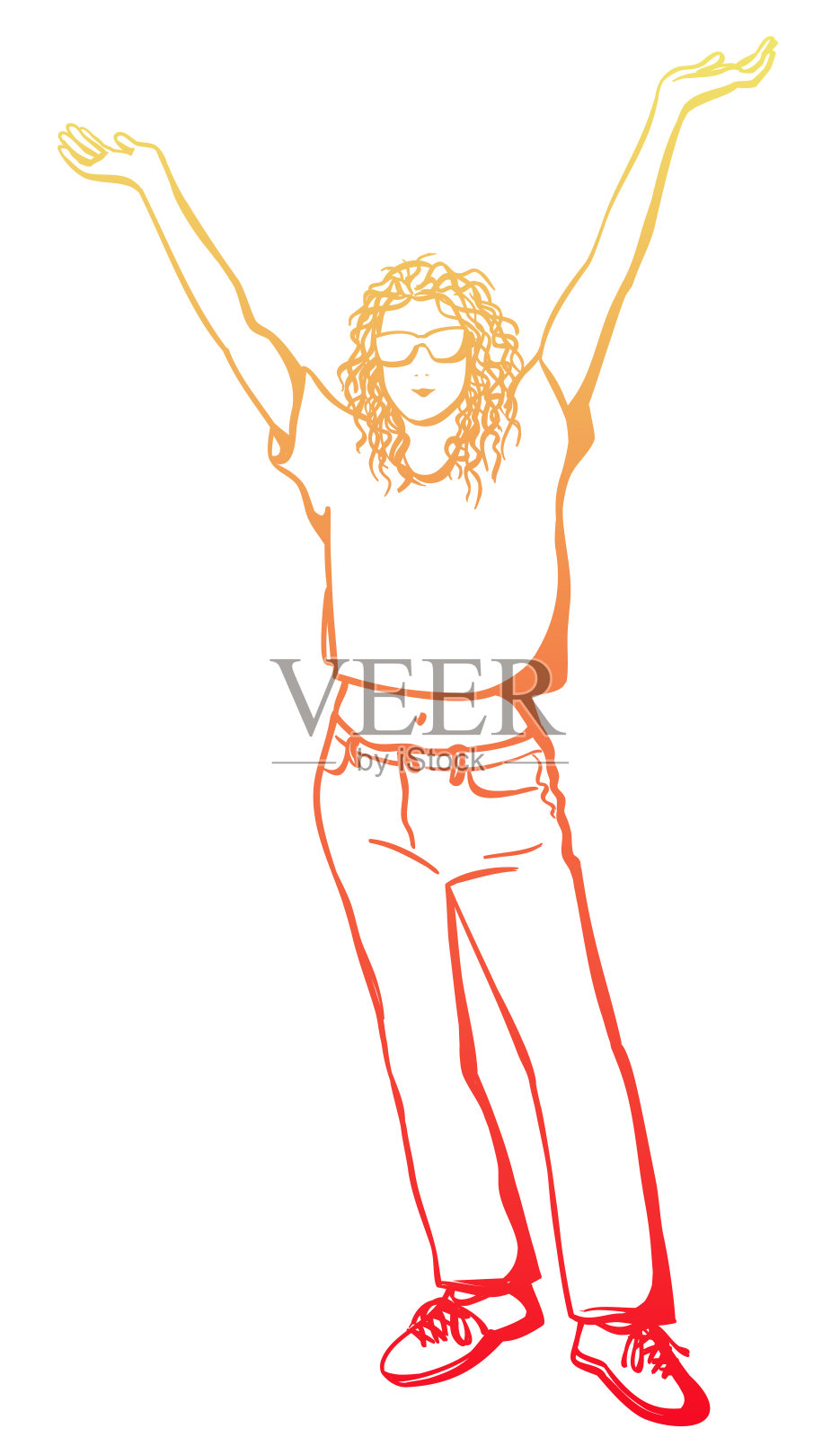 自信的我橘色插画图片素材