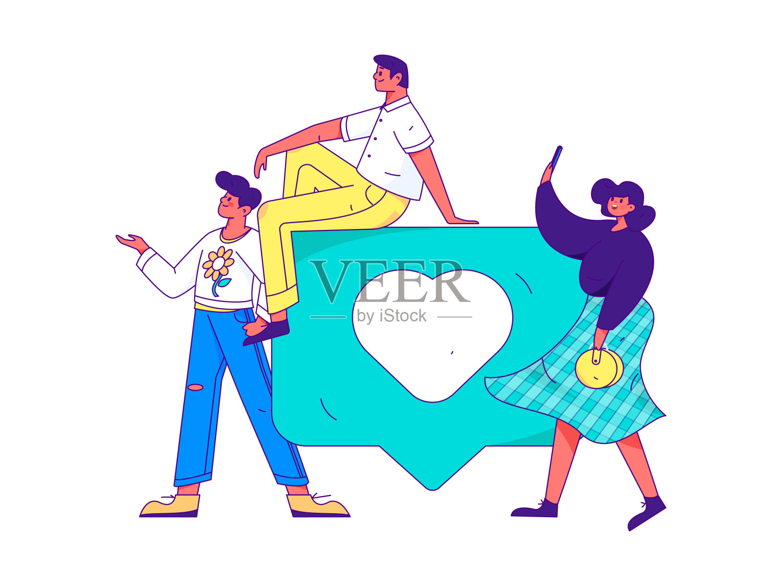 社交媒体评论扁平人矢量概念插图插画图片素材