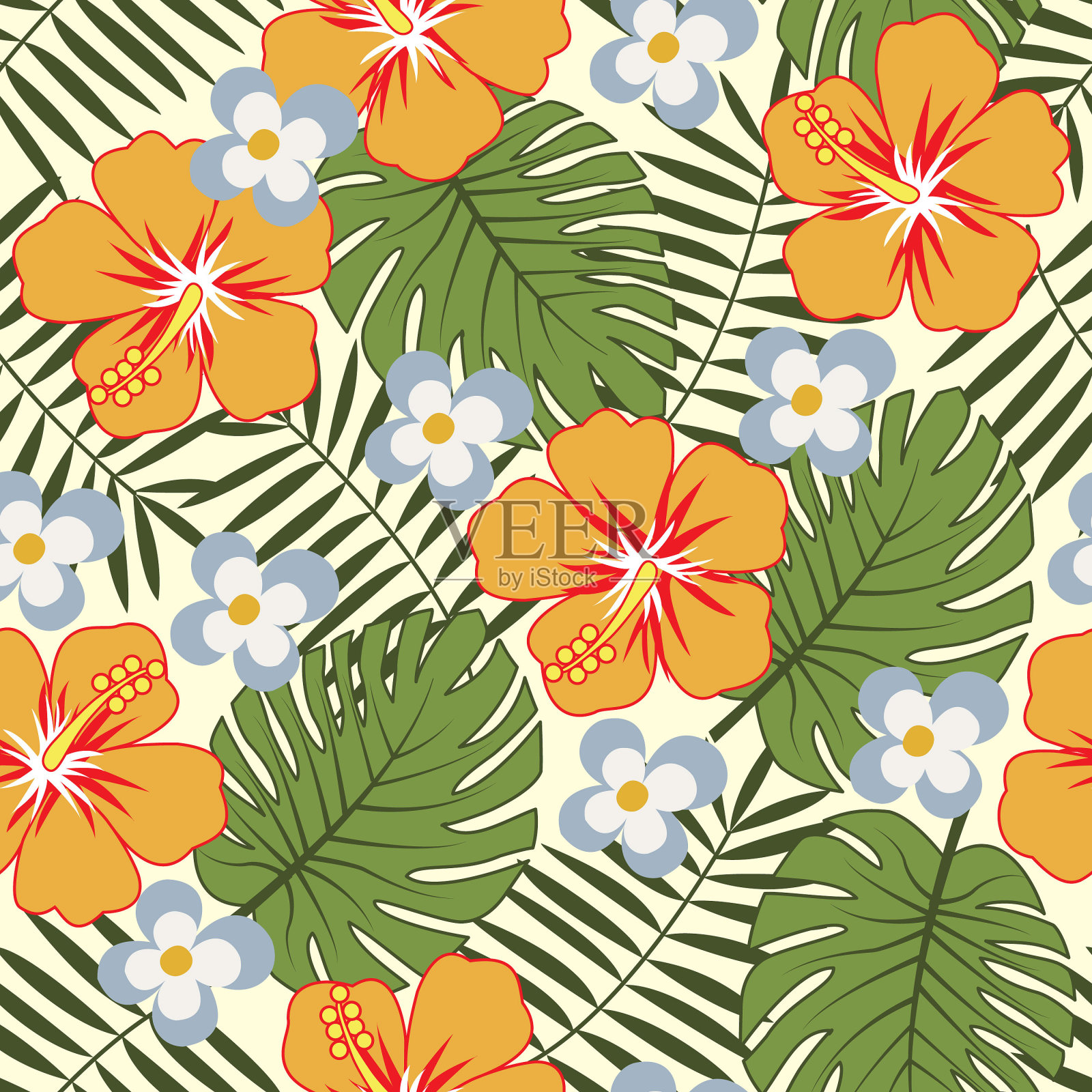 芙蓉无缝花纹。插画图片素材