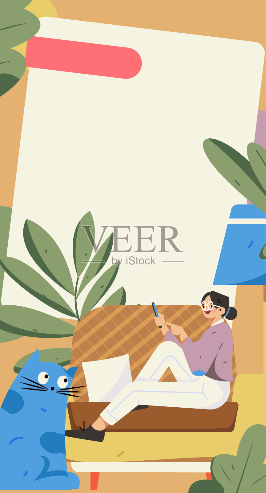 家庭室内人物场景平面矢量概念操作手绘插画插画图片素材