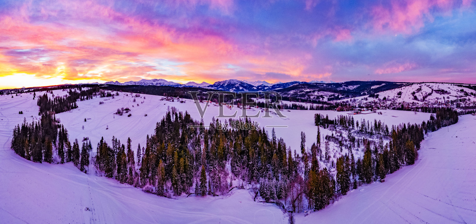 冬季西塔特拉山脉的景色照片摄影图片