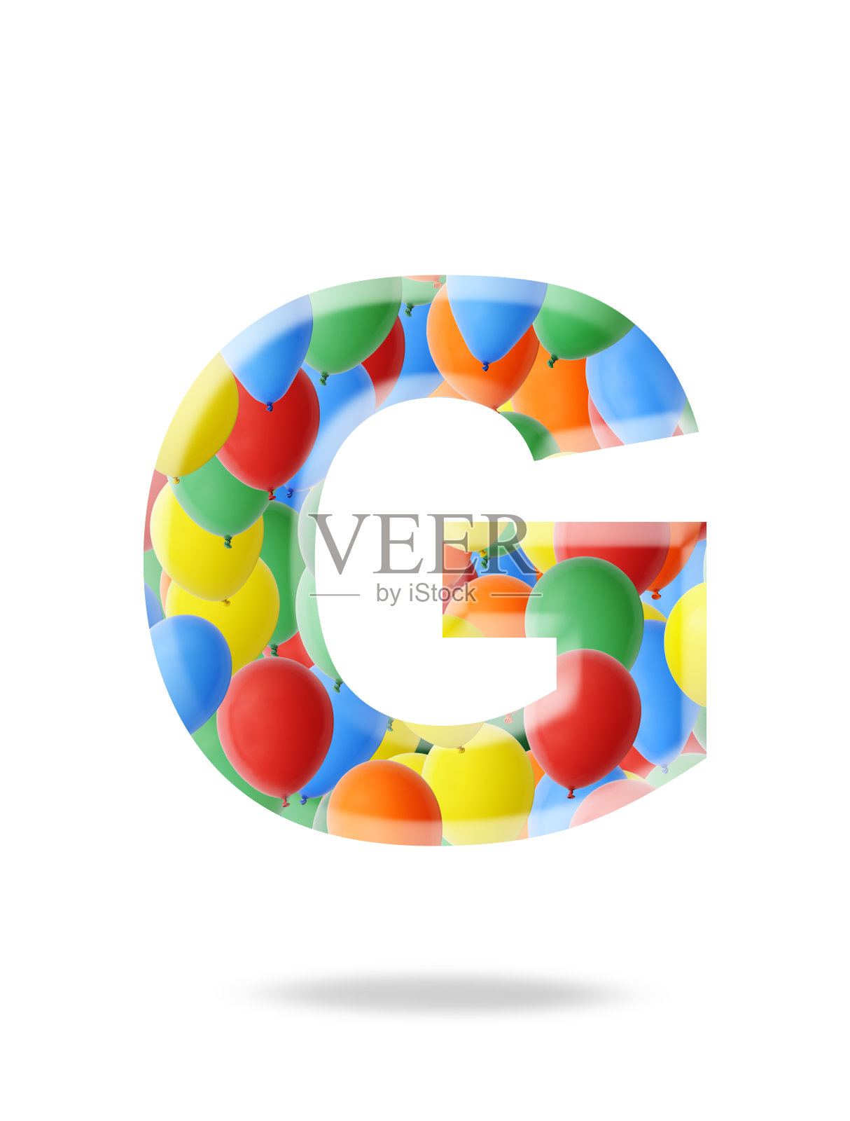 孤立的三维多色气球字母G在白色背景照片摄影图片