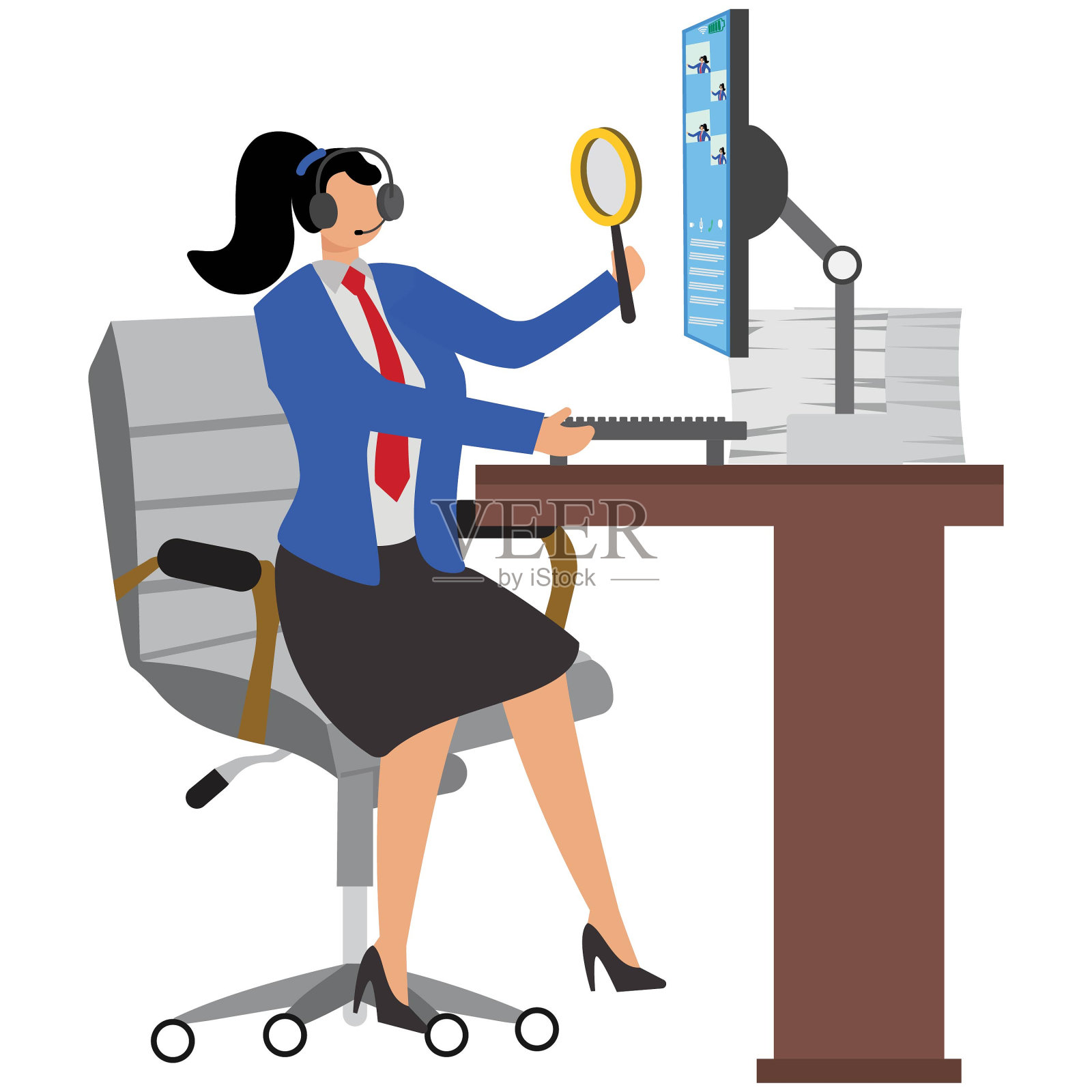 四个年轻的女商人或多民族教师参加一个视频会议插画图片素材