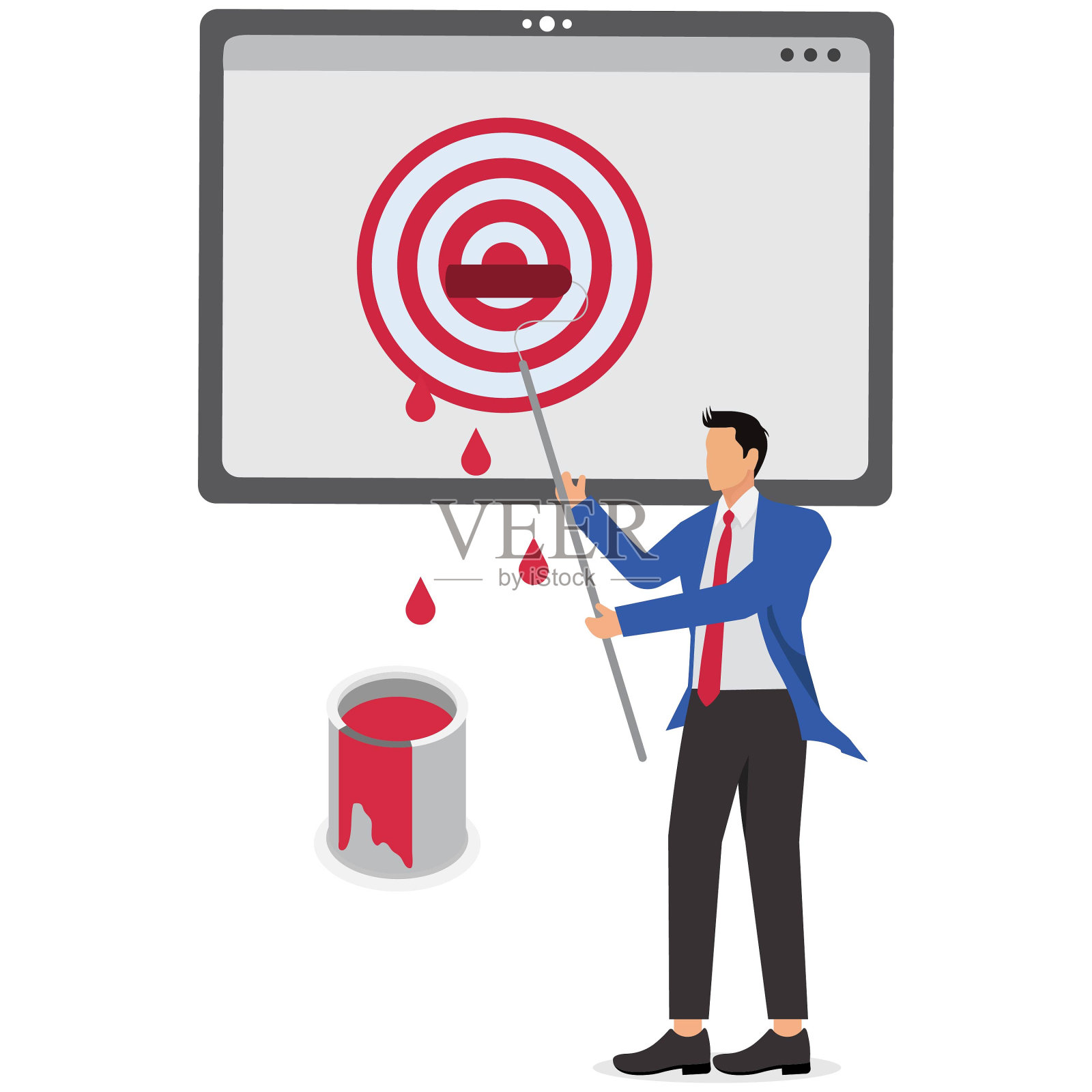 商人画他的经营目标，战略要瞄准插画图片素材