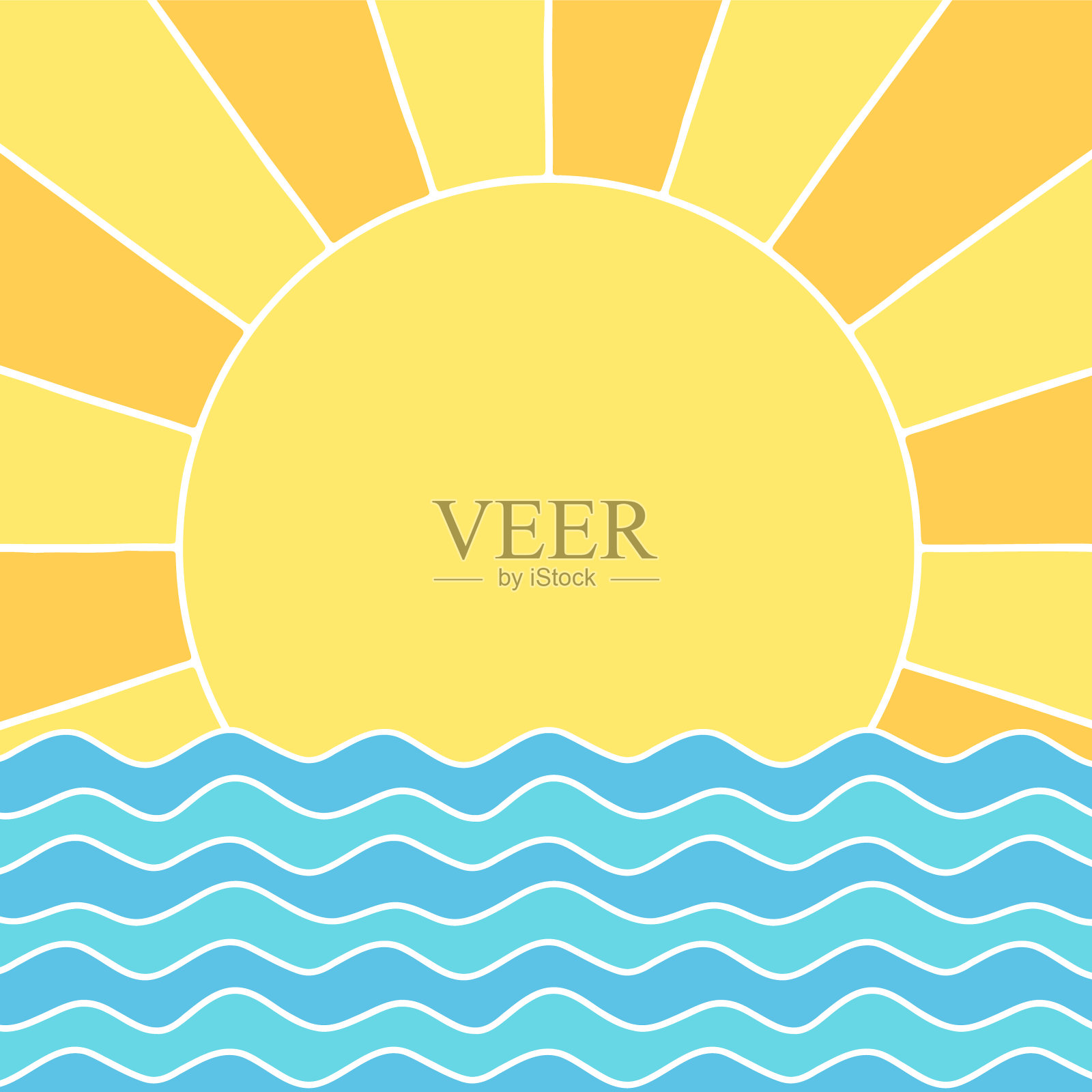 有太阳的海洋背景插画图片素材