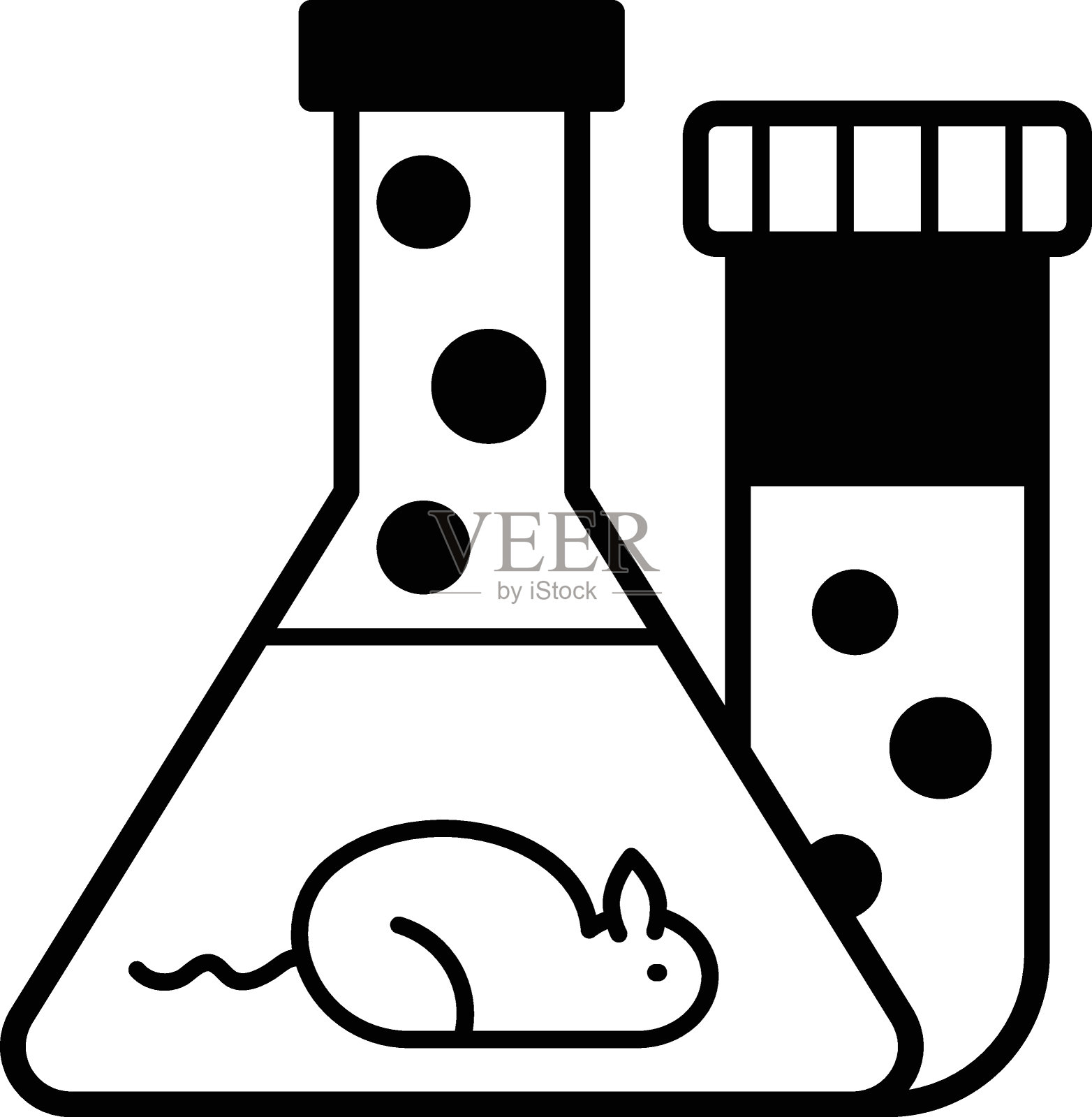 大鼠研究试验载体大纲设计，生物化学符号，生物过程符号，生物科学与工程库存说明，减毒病毒概念免疫试验插画图片素材