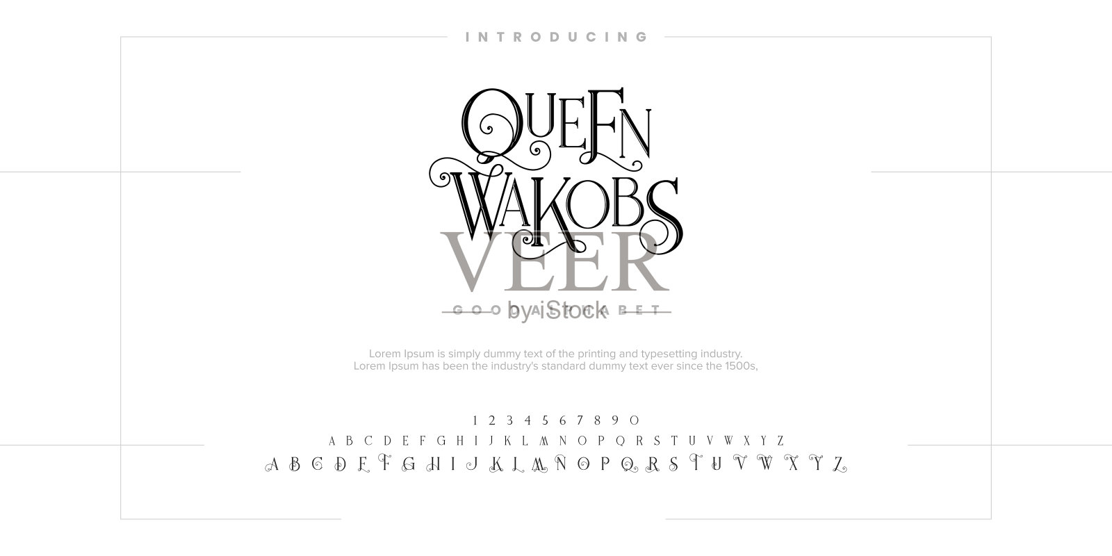 Serif抽象时尚字体字母表。插画图片素材