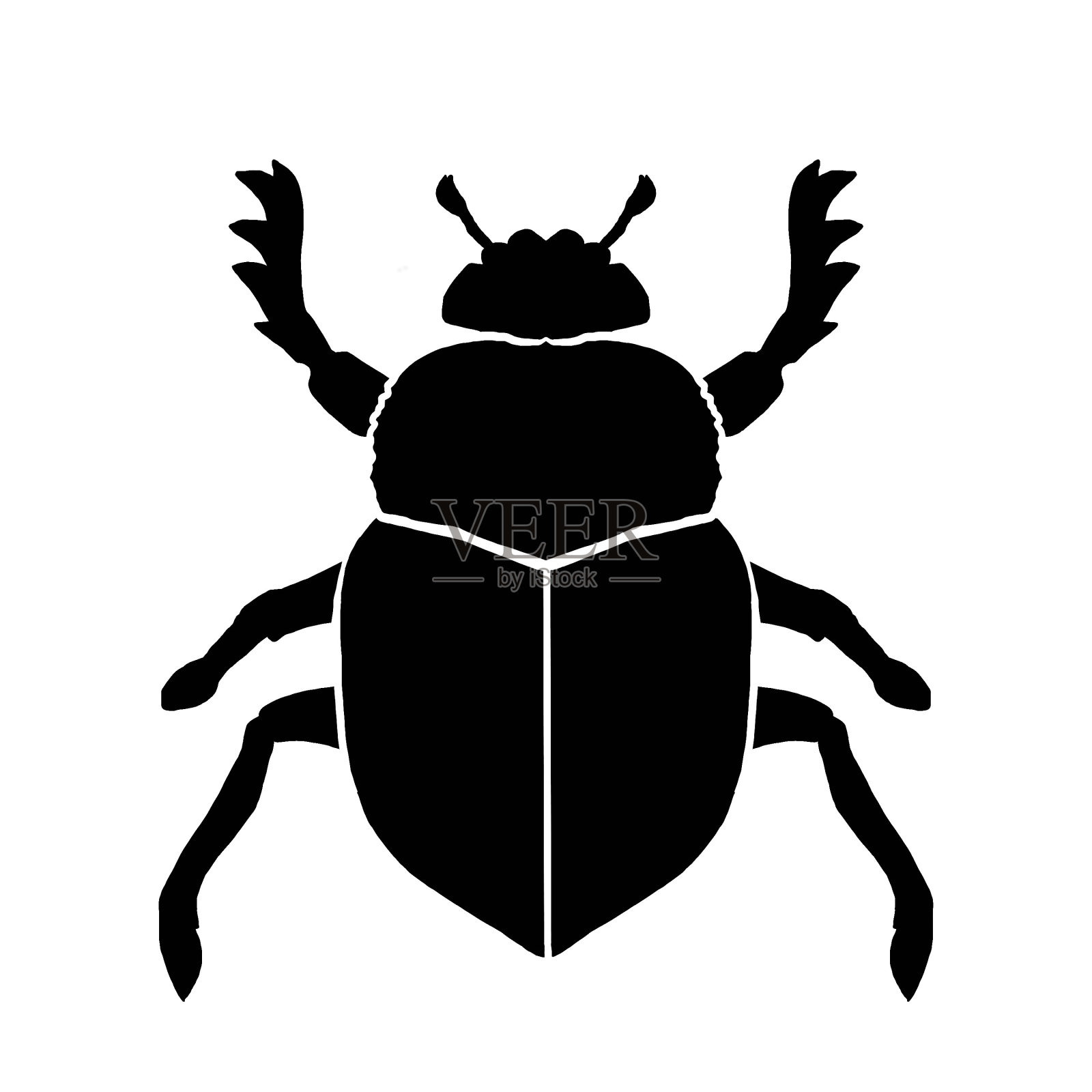 孤立的屎壳郎剪影插画图片素材