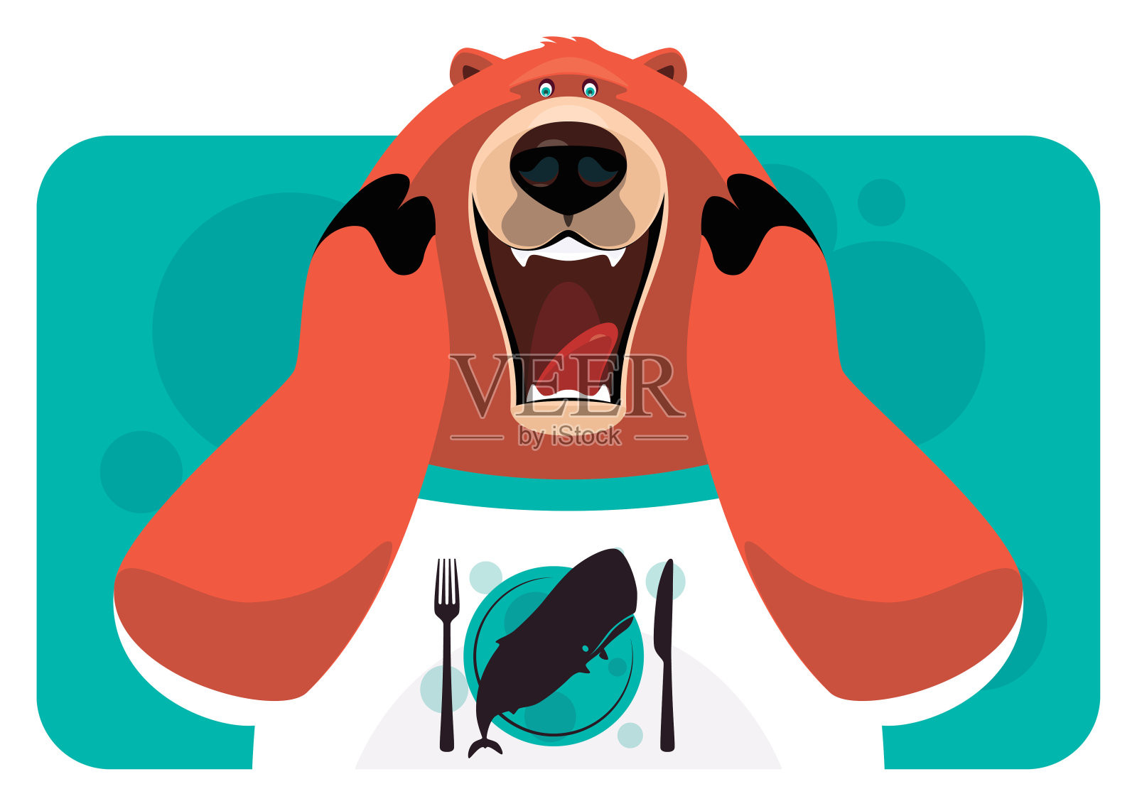 穿着白色t恤的熊很惊讶插画图片素材