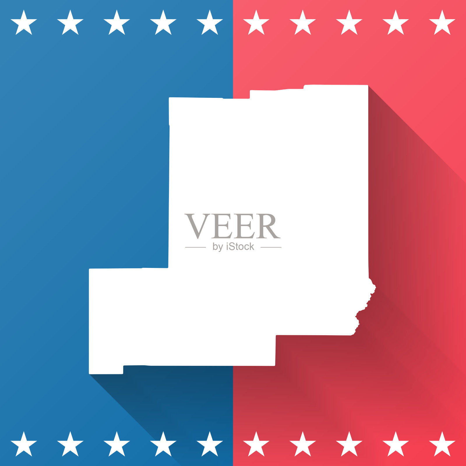 艾伦教区，路易斯安那州。地图在蓝色和红色的背景插画图片素材