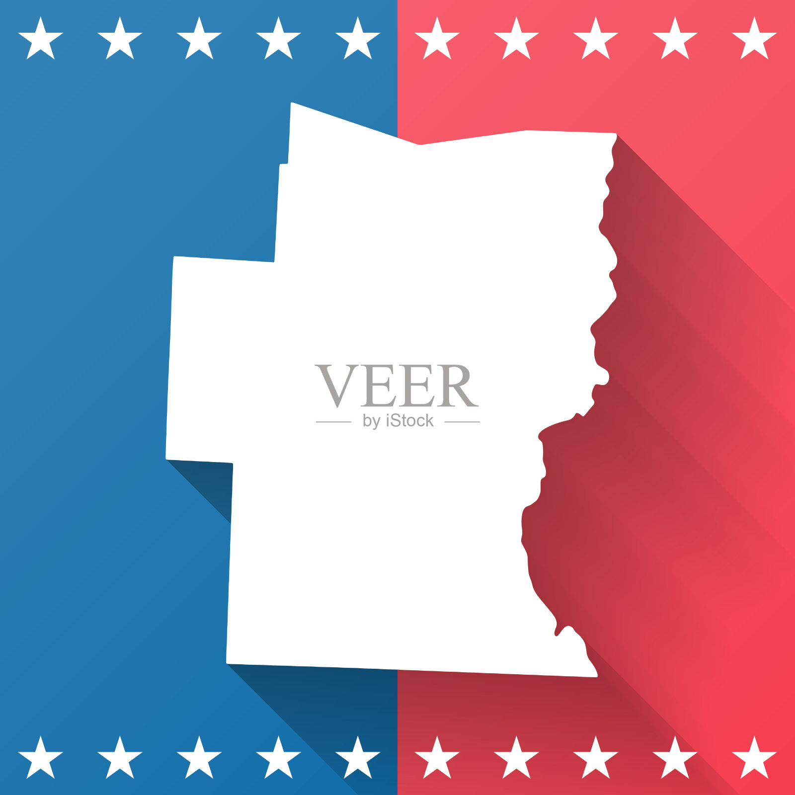 温德姆县，佛蒙特州。地图在蓝色和红色的背景插画图片素材